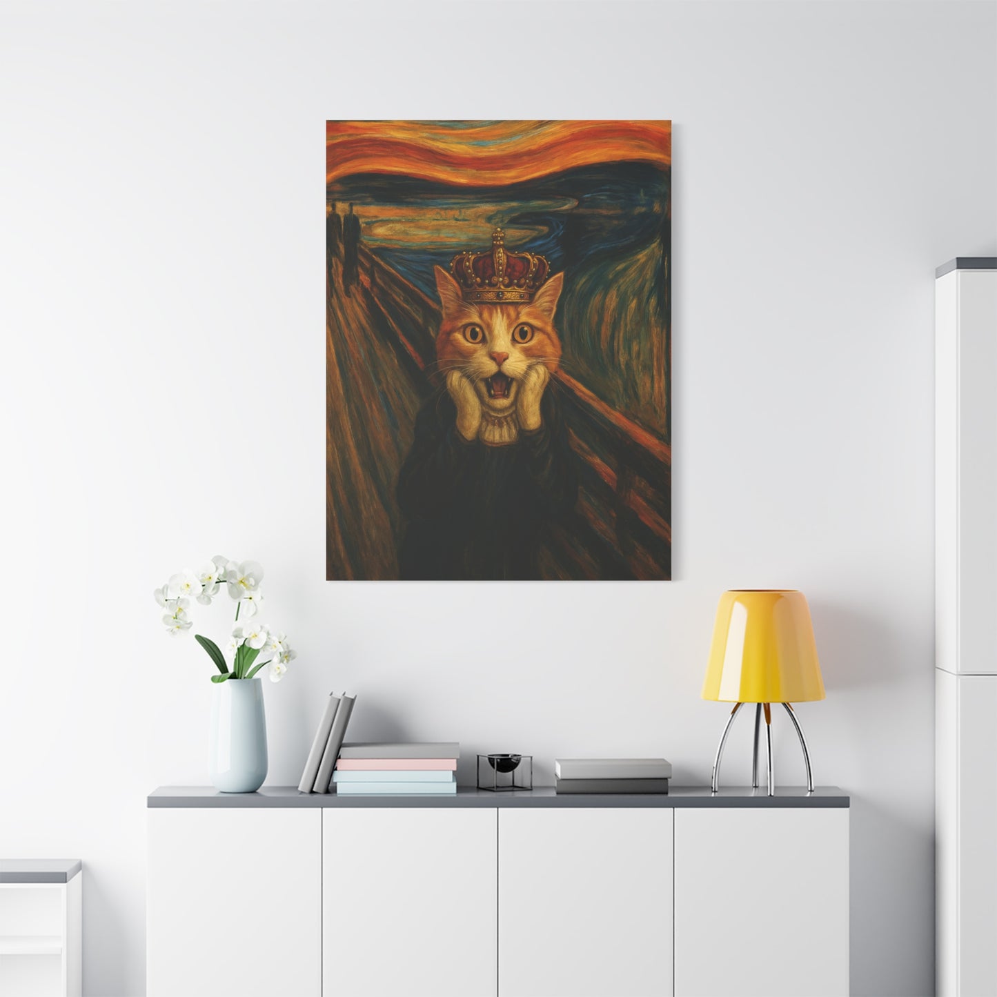 Cat Art of The Scream, Colorful Funny Cat Lovers, Wall Art, Home Decor, Cat Owners Gift, Cat Lover Gift