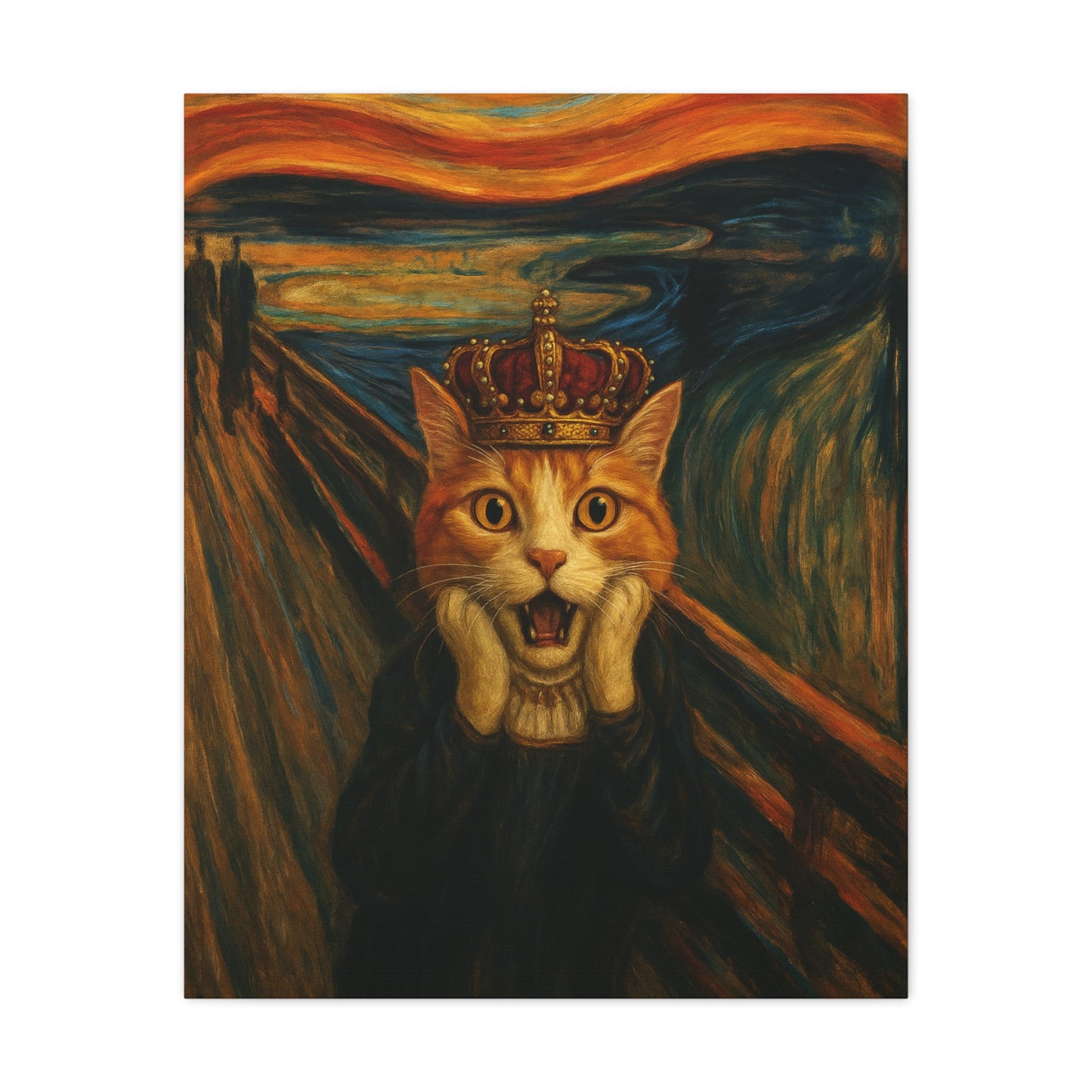 Cat Art of The Scream, Colorful Funny Cat Lovers, Wall Art, Home Decor, Cat Owners Gift, Cat Lover Gift