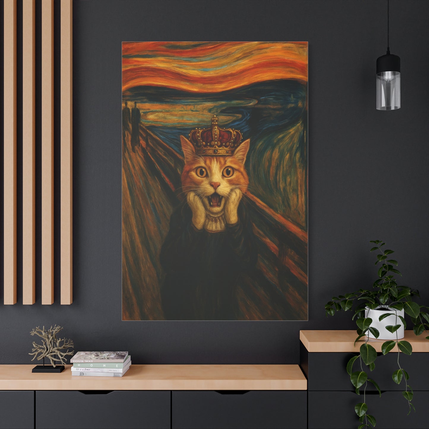 Cat Art of The Scream, Colorful Funny Cat Lovers, Wall Art, Home Decor, Cat Owners Gift, Cat Lover Gift