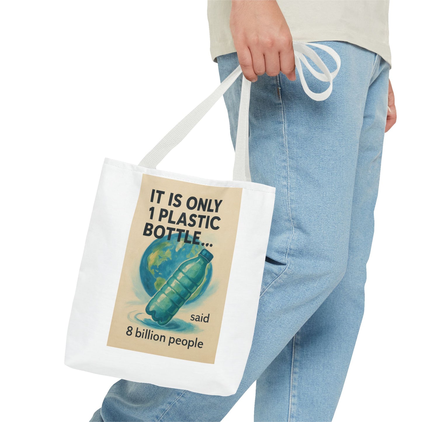 Eco-Friendly Tote Bag, Recycling Message, Save Earth, Plastic Bottle, Reusable Bag, Environmental Awareness, Sustainable Shopping