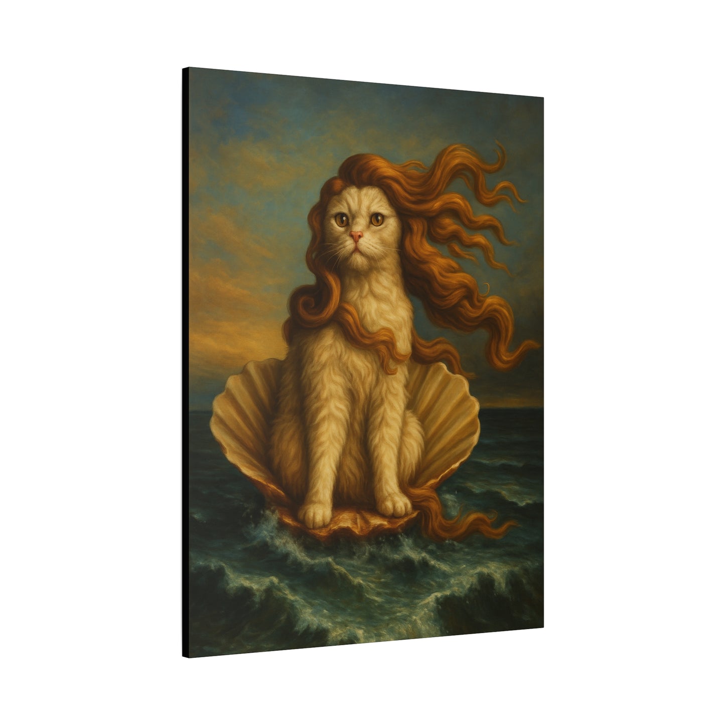 Venus Whimsical Cat Print, Feline Decor, Pet Lover Gift - Stretched Matte Canvas 1 25", Home Decor, Cat Wall Decor