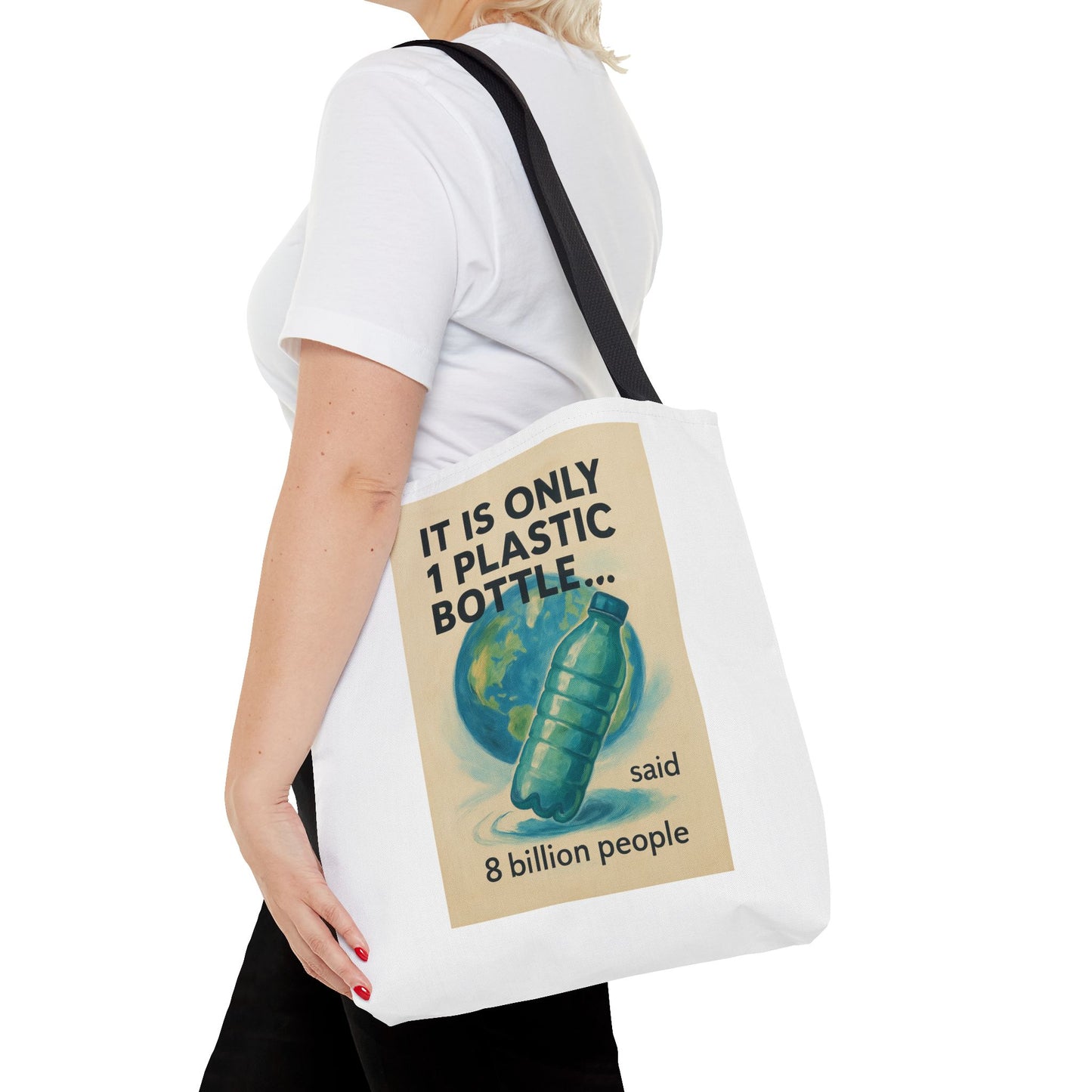 Eco-Friendly Tote Bag, Recycling Message, Save Earth, Plastic Bottle, Reusable Bag, Environmental Awareness, Sustainable Shopping