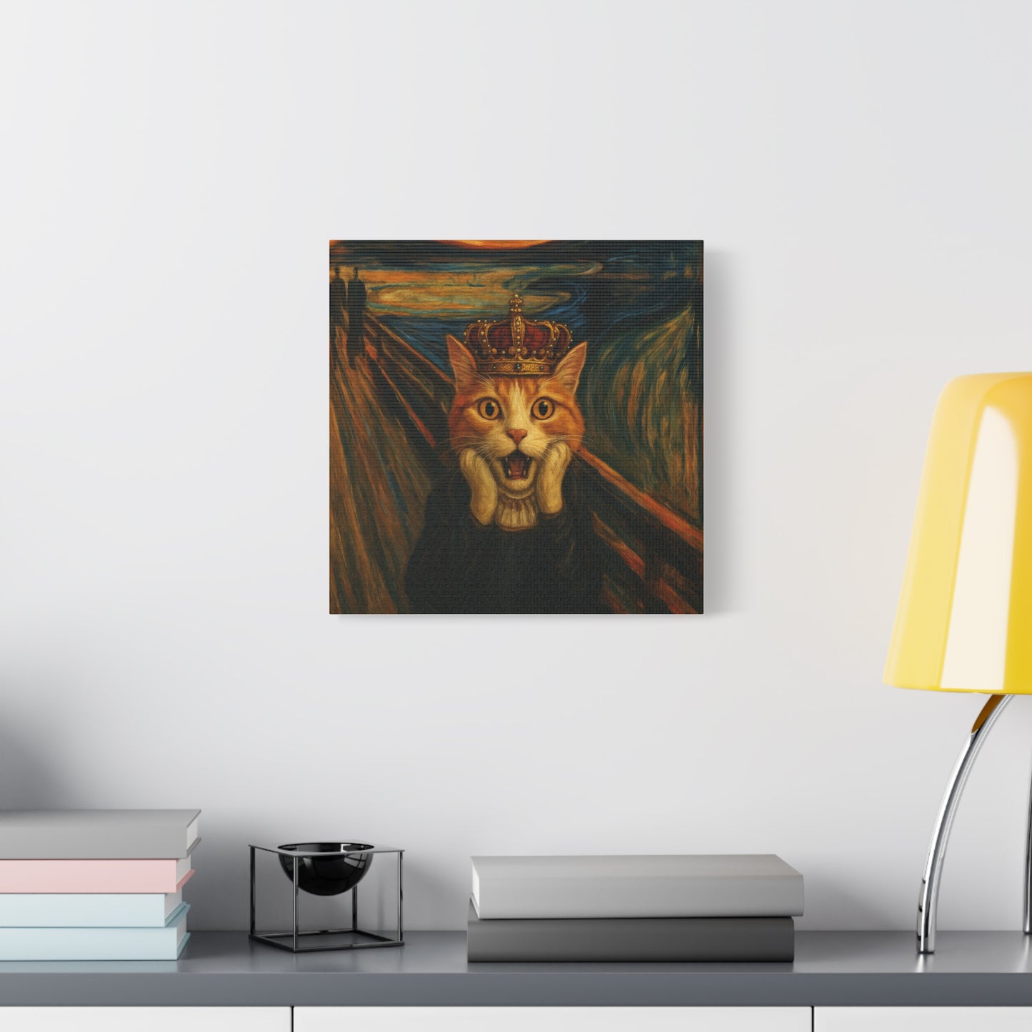 Cat Art of The Scream, Colorful Funny Cat Lovers, Wall Art, Home Decor, Cat Owners Gift, Cat Lover Gift