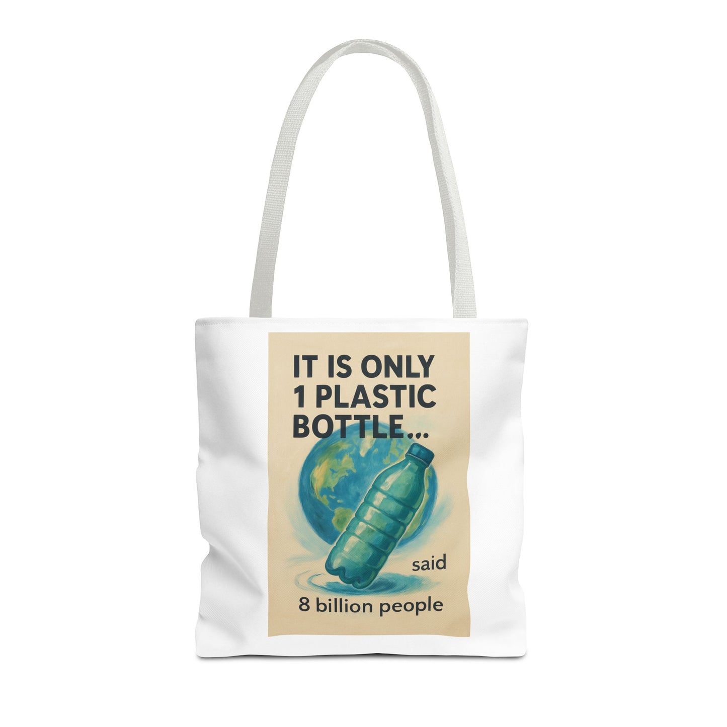 Eco-Friendly Tote Bag, Recycling Message, Save Earth, Plastic Bottle, Reusable Bag, Environmental Awareness, Sustainable Shopping