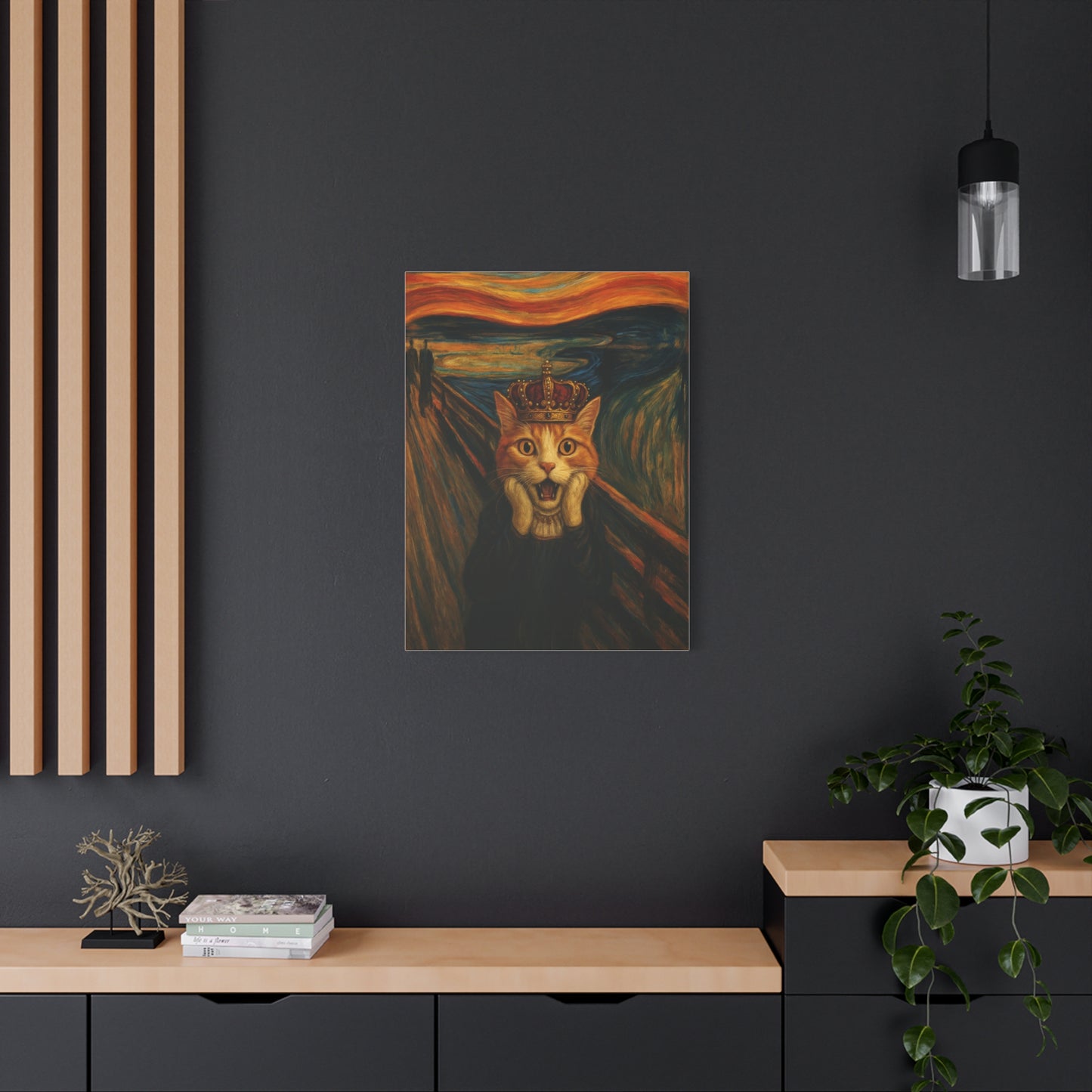 Cat Art of The Scream, Colorful Funny Cat Lovers, Wall Art, Home Decor, Cat Owners Gift, Cat Lover Gift