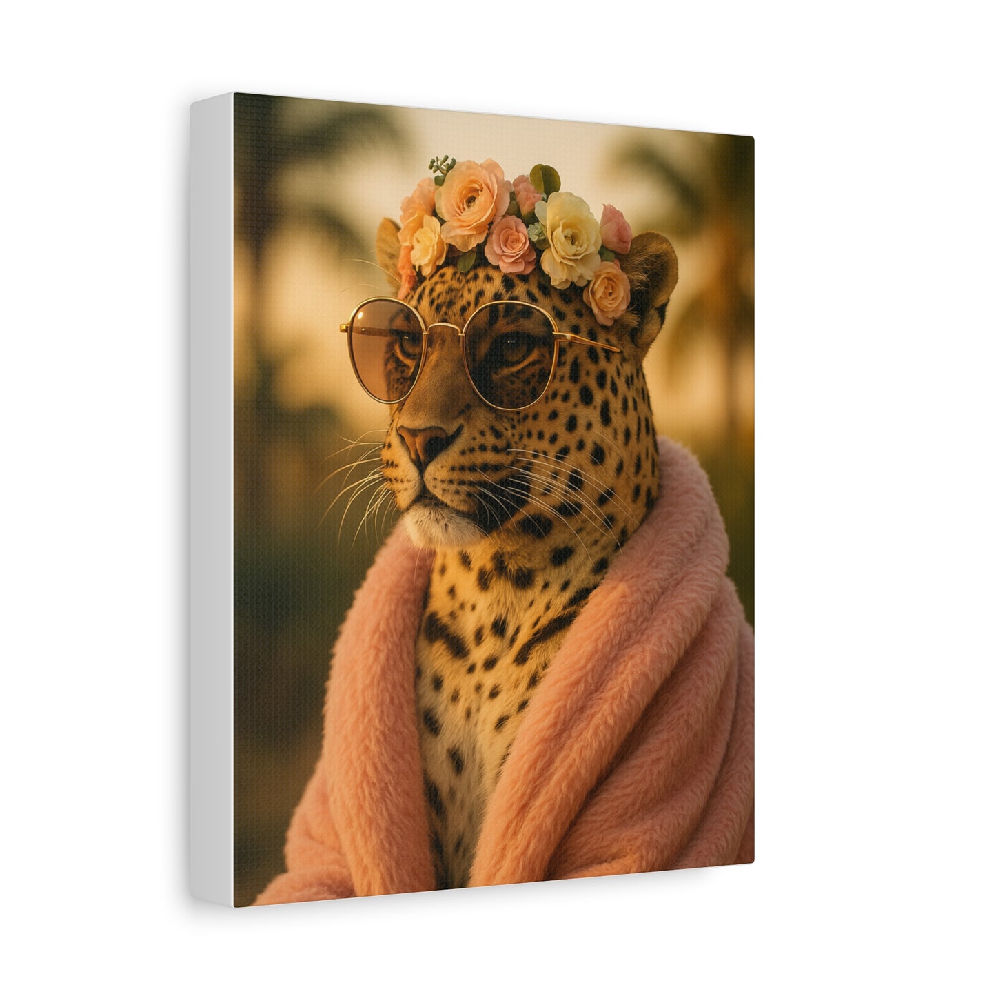 Canvas Print, Leopard Artwork, Whimsical Wall Decor, Home Decor Gift, Animal Lover Gift, Floral Leopard Painting, 1 25 inch Canvas Print