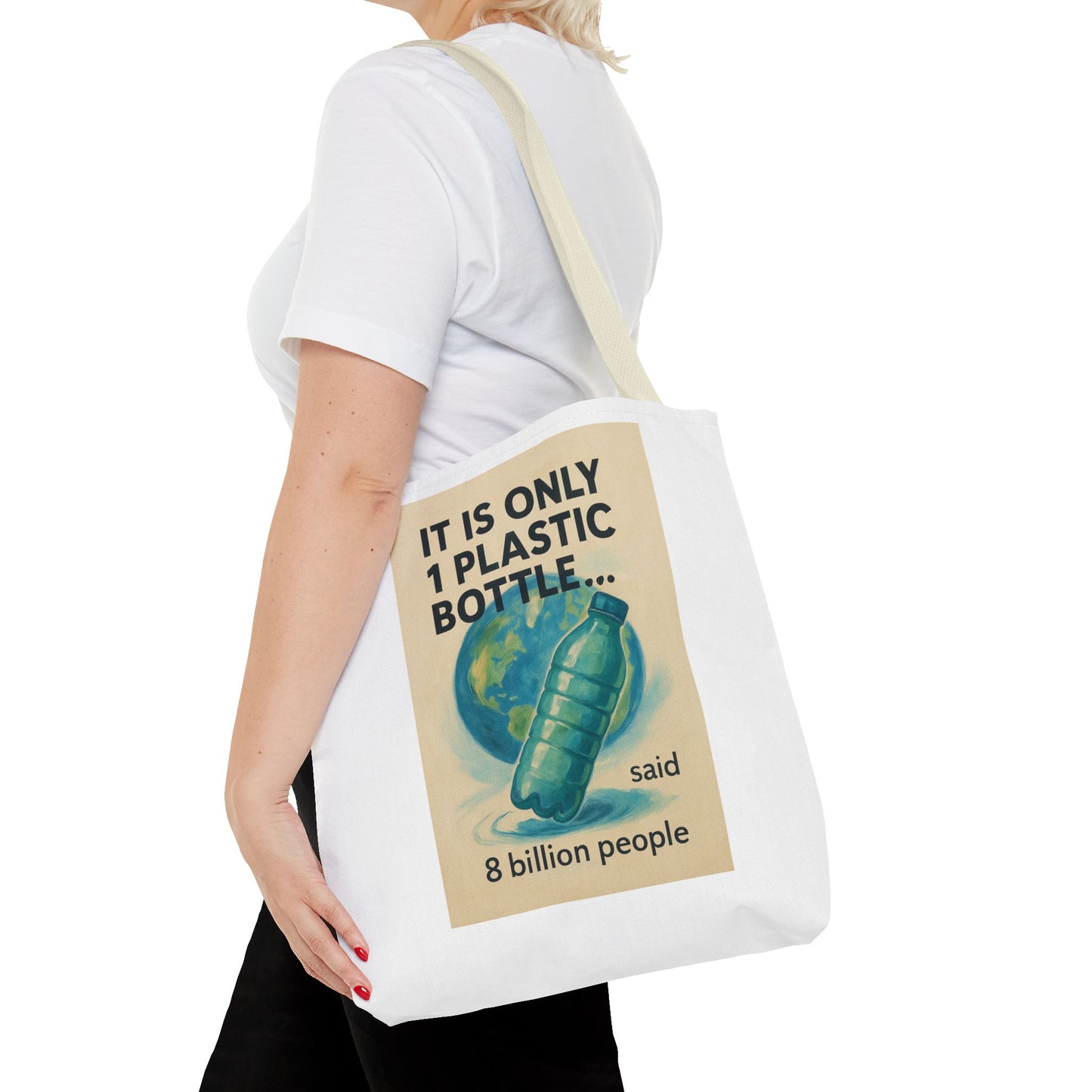 Eco-Friendly Tote Bag, Recycling Message, Save Earth, Plastic Bottle, Reusable Bag, Environmental Awareness, Sustainable Shopping