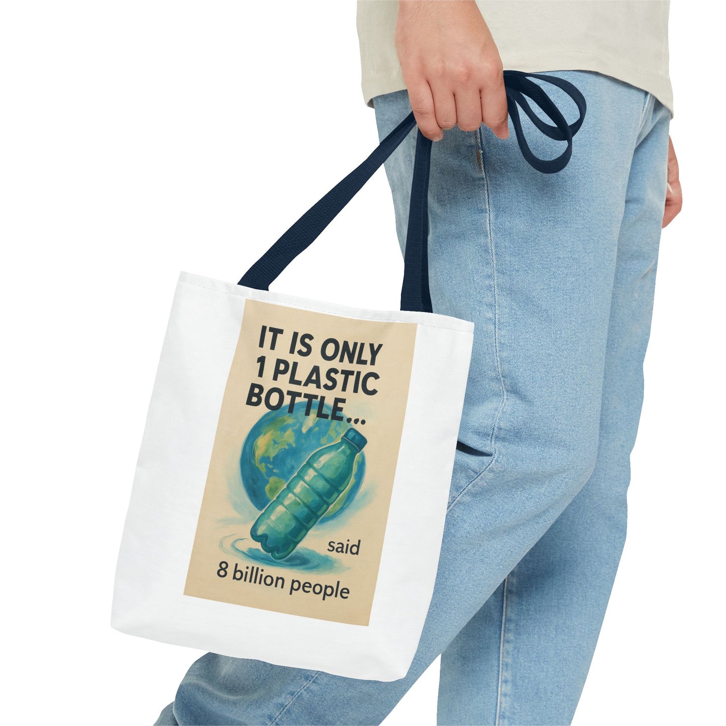 Eco-Friendly Tote Bag, Recycling Message, Save Earth, Plastic Bottle, Reusable Bag, Environmental Awareness, Sustainable Shopping