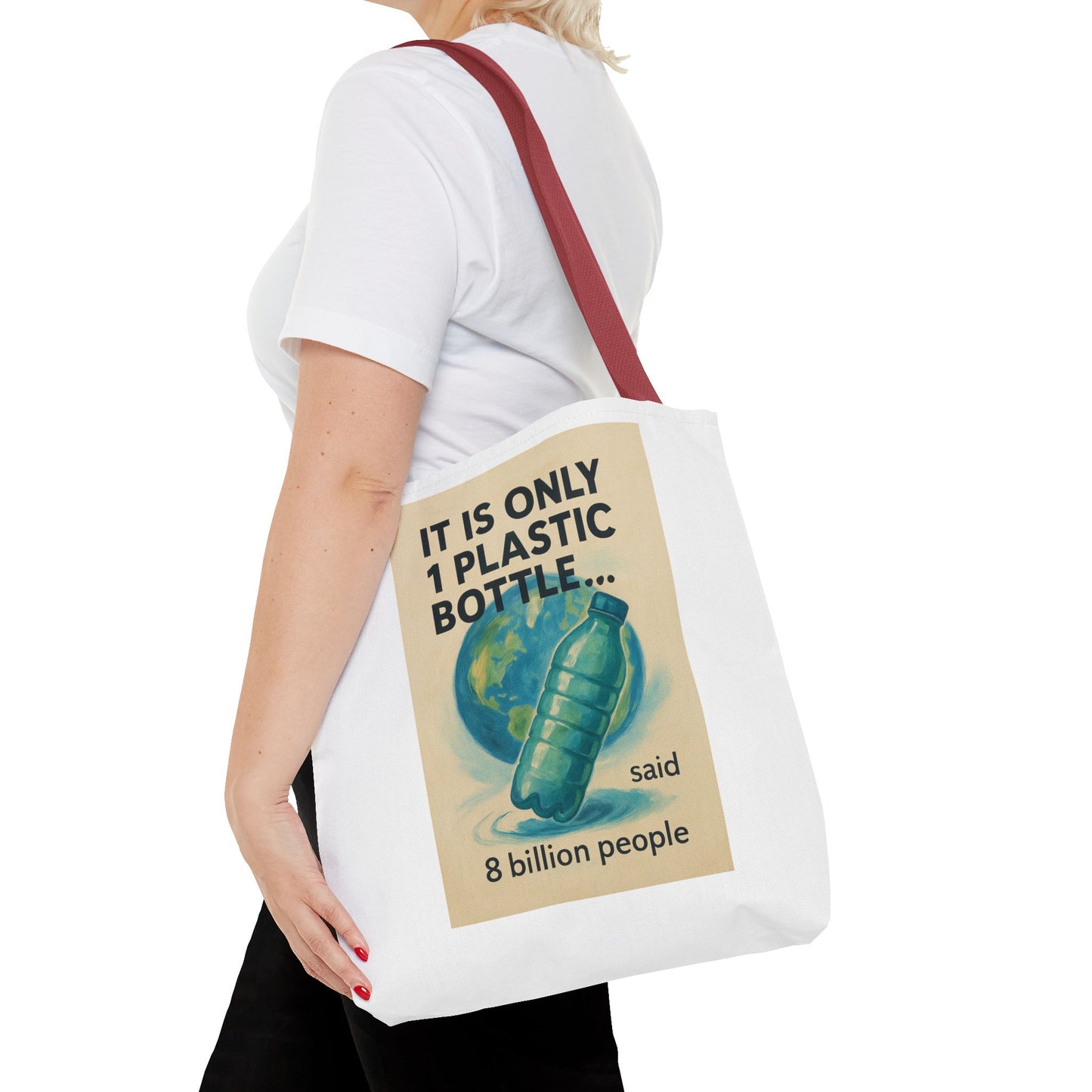 Eco-Friendly Tote Bag, Recycling Message, Save Earth, Plastic Bottle, Reusable Bag, Environmental Awareness, Sustainable Shopping