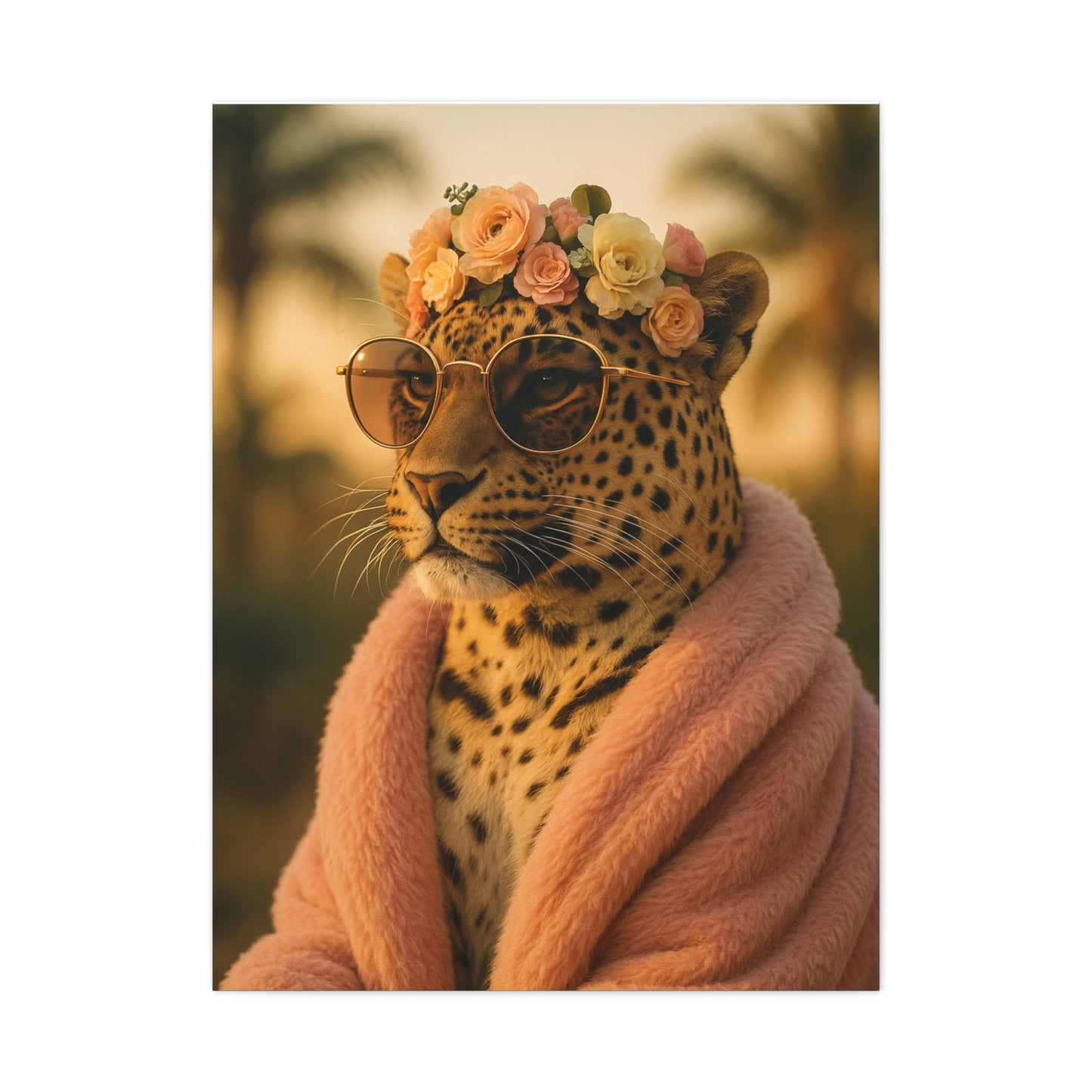 Canvas Print, Leopard Artwork, Whimsical Wall Decor, Home Decor Gift, Animal Lover Gift, Floral Leopard Painting, 1 25 inch Canvas Print