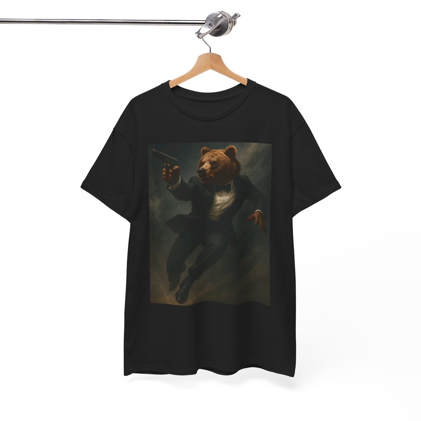 Spy Bear Graphic Tee, Unisex Heavy Cotton Shirt, Cool Casual Wear, Unique Gift for Animal Lovers, Perfect for Parties