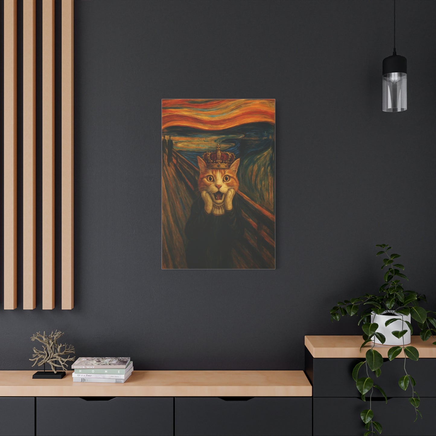 Cat Art of The Scream, Colorful Funny Cat Lovers, Wall Art, Home Decor, Cat Owners Gift, Cat Lover Gift