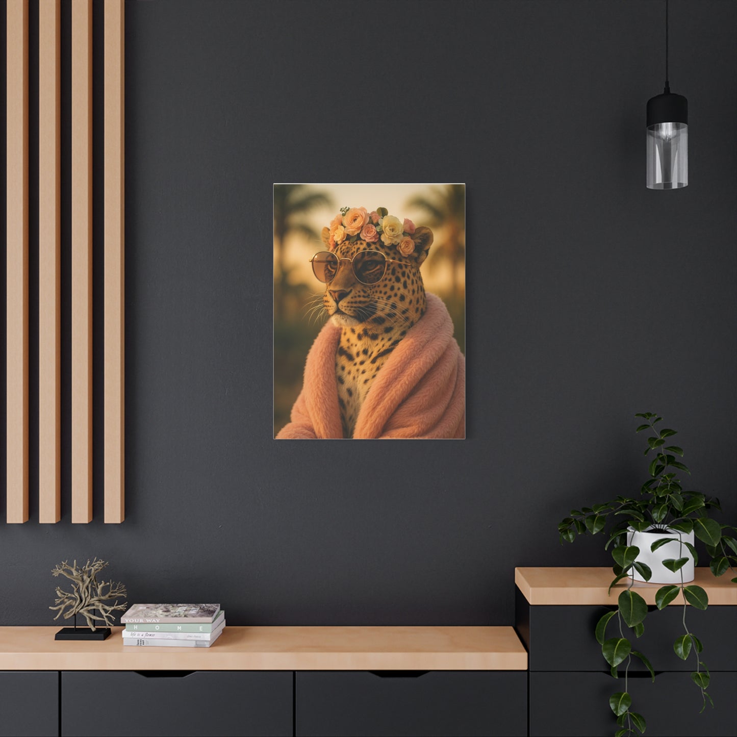 Canvas Print, Leopard Artwork, Whimsical Wall Decor, Home Decor Gift, Animal Lover Gift, Floral Leopard Painting, 1 25 inch Canvas Print