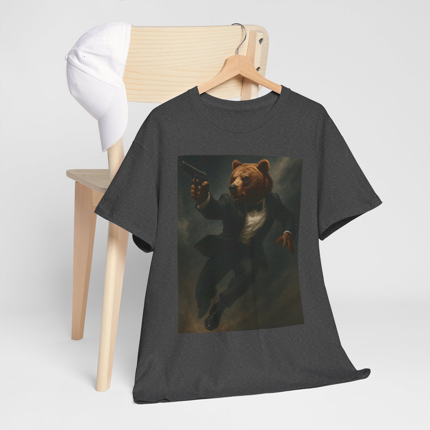 Spy Bear Graphic Tee, Unisex Heavy Cotton Shirt, Cool Casual Wear, Unique Gift for Animal Lovers, Perfect for Parties