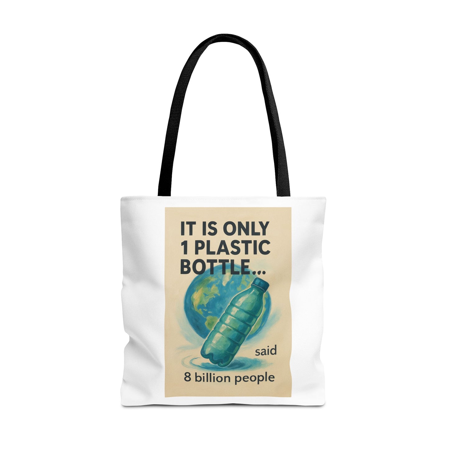 Eco-Friendly Tote Bag, Recycling Message, Save Earth, Plastic Bottle, Reusable Bag, Environmental Awareness, Sustainable Shopping