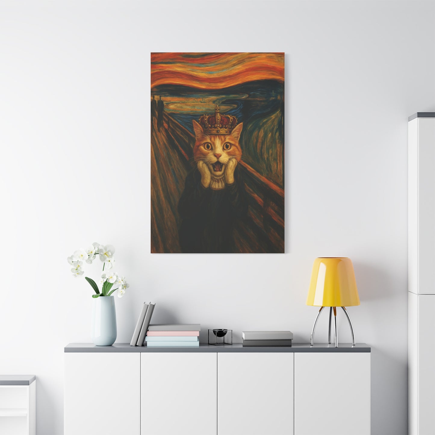 Cat Art of The Scream, Colorful Funny Cat Lovers, Wall Art, Home Decor, Cat Owners Gift, Cat Lover Gift
