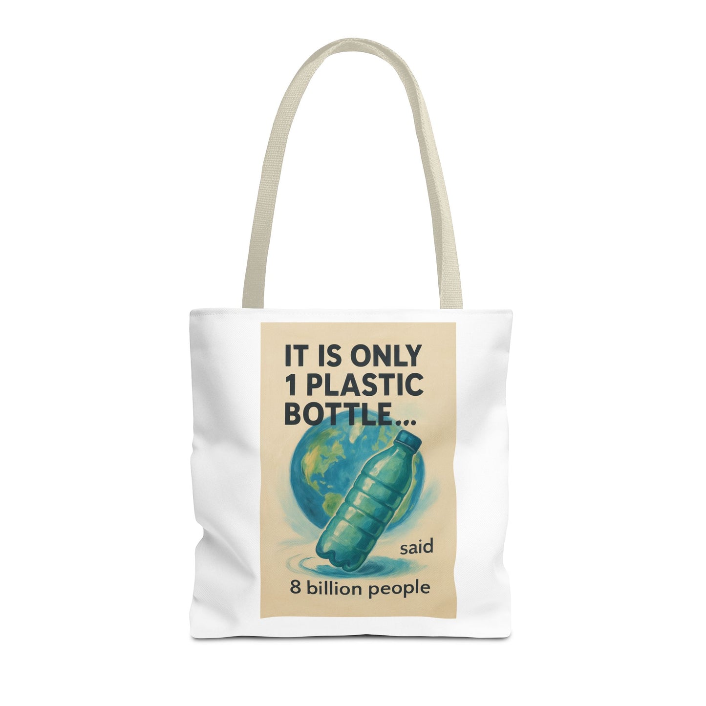 Eco-Friendly Tote Bag, Recycling Message, Save Earth, Plastic Bottle, Reusable Bag, Environmental Awareness, Sustainable Shopping