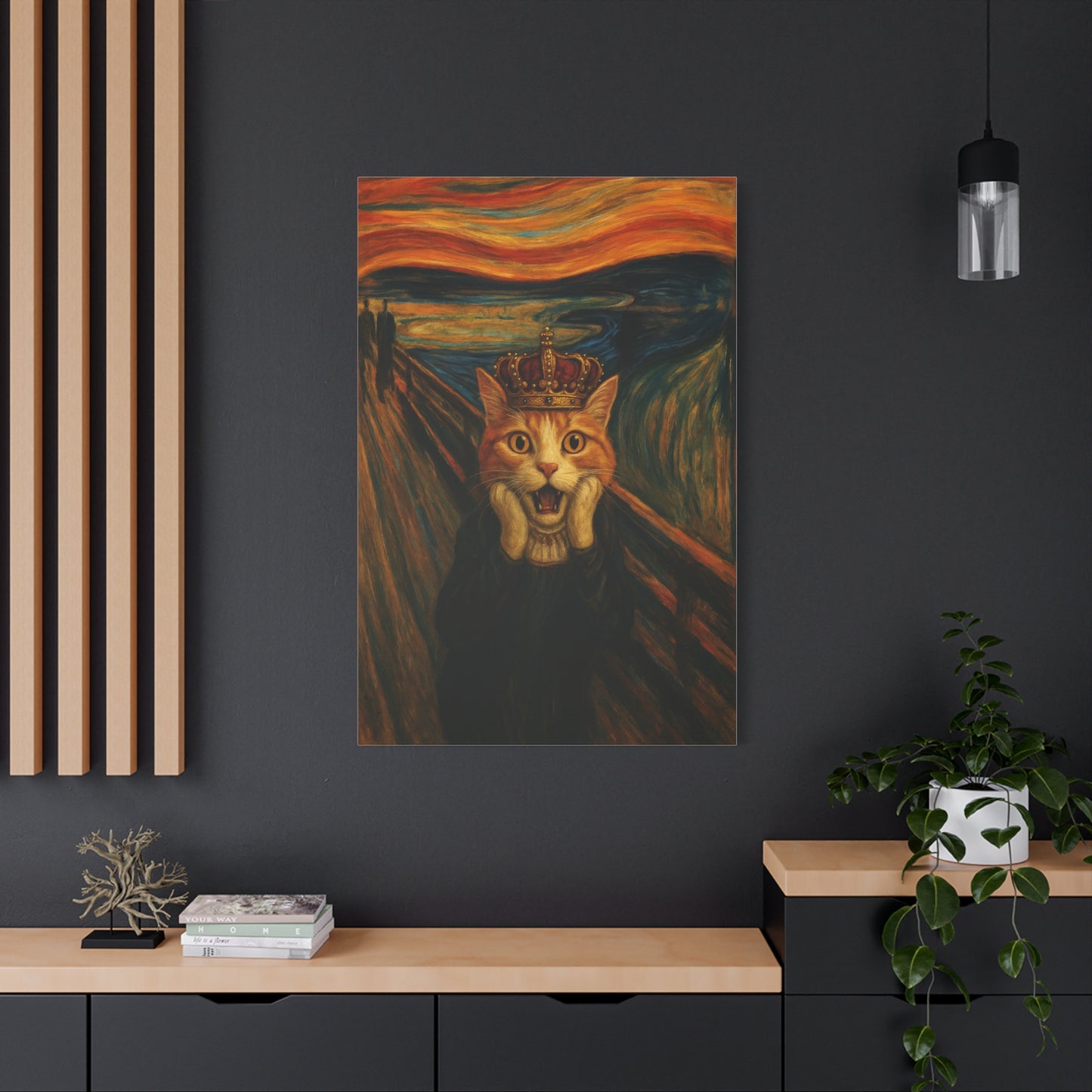 Cat Art of The Scream, Colorful Funny Cat Lovers, Wall Art, Home Decor, Cat Owners Gift, Cat Lover Gift