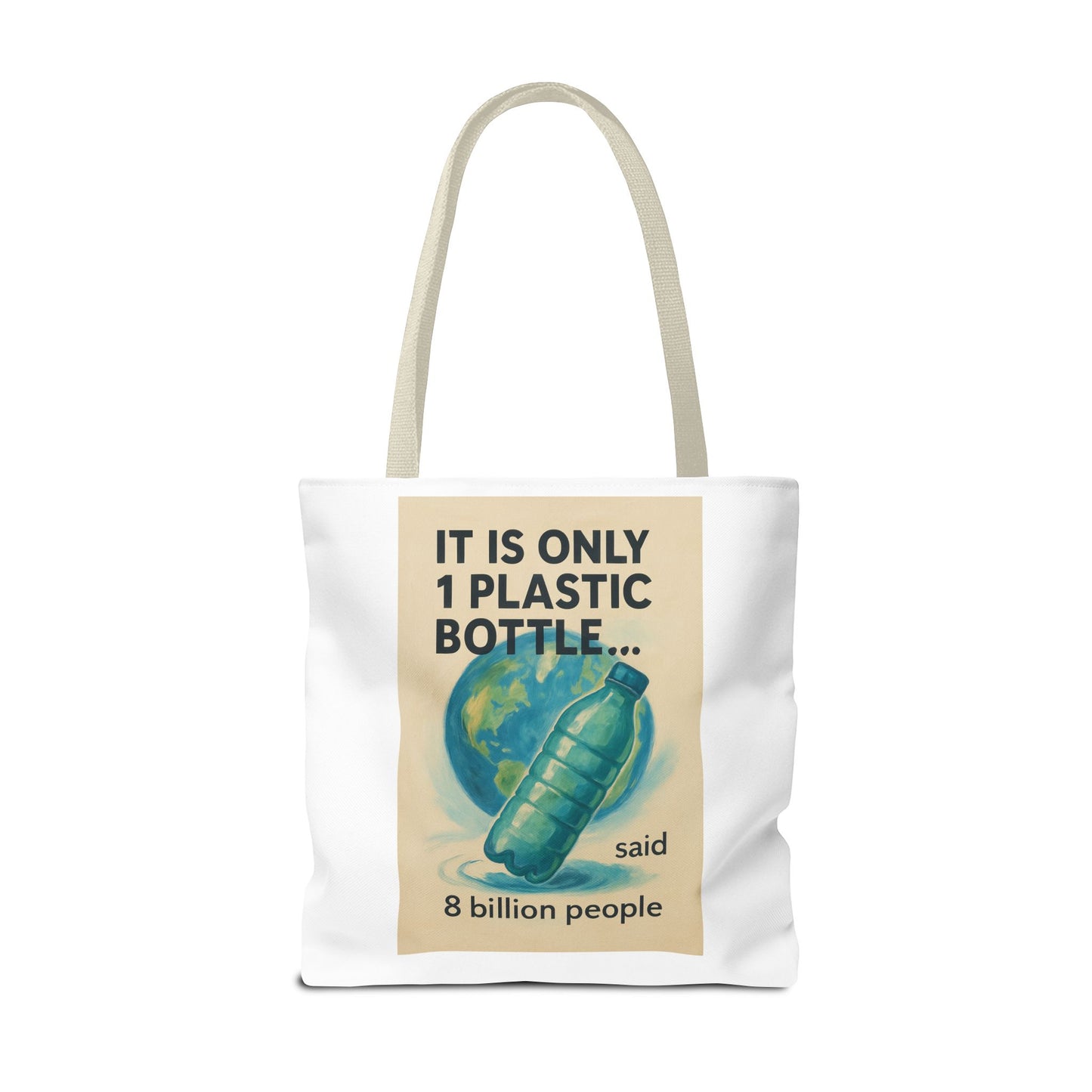 Eco-Friendly Tote Bag, Recycling Message, Save Earth, Plastic Bottle, Reusable Bag, Environmental Awareness, Sustainable Shopping