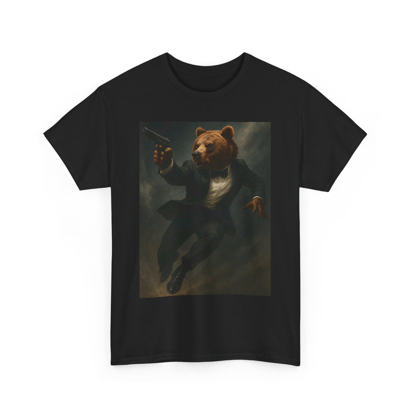 Spy Bear Graphic Tee, Unisex Heavy Cotton Shirt, Cool Casual Wear, Unique Gift for Animal Lovers, Perfect for Parties