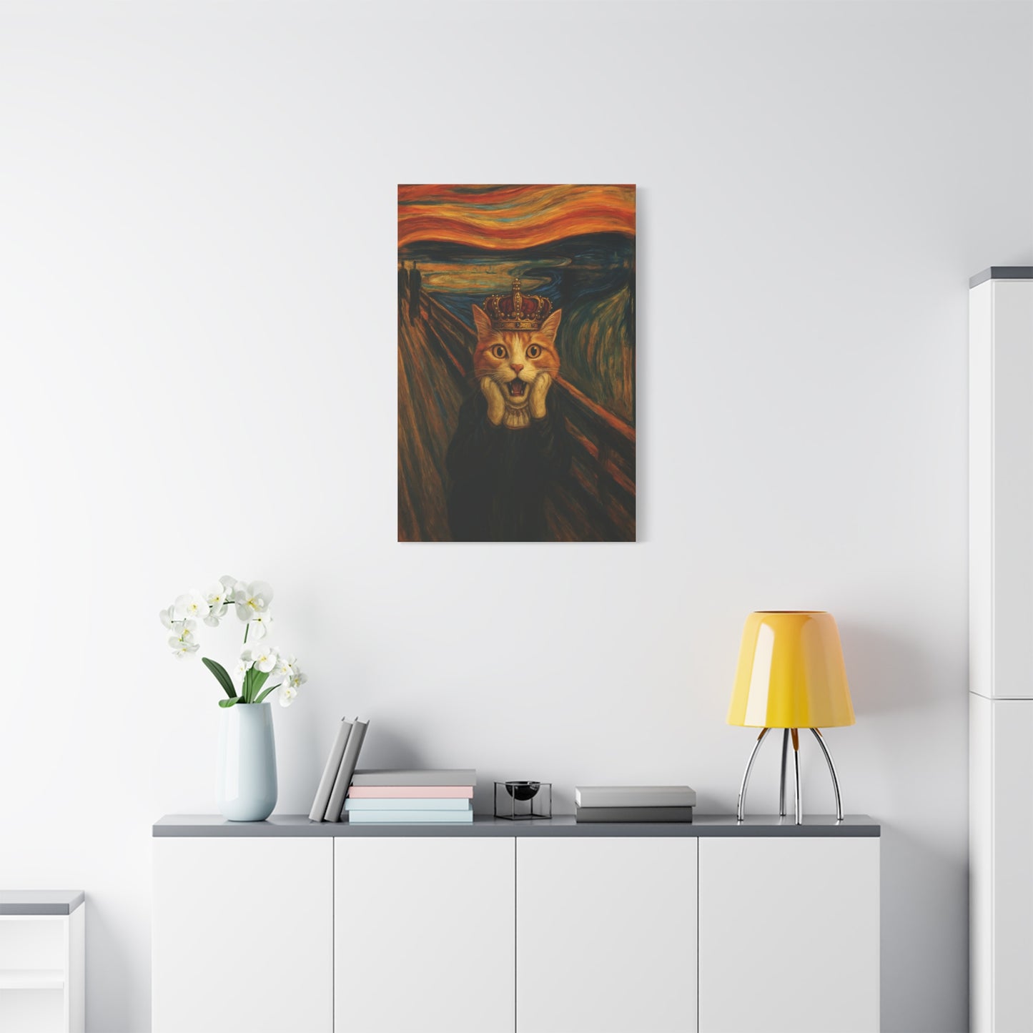Cat Art of The Scream, Colorful Funny Cat Lovers, Wall Art, Home Decor, Cat Owners Gift, Cat Lover Gift