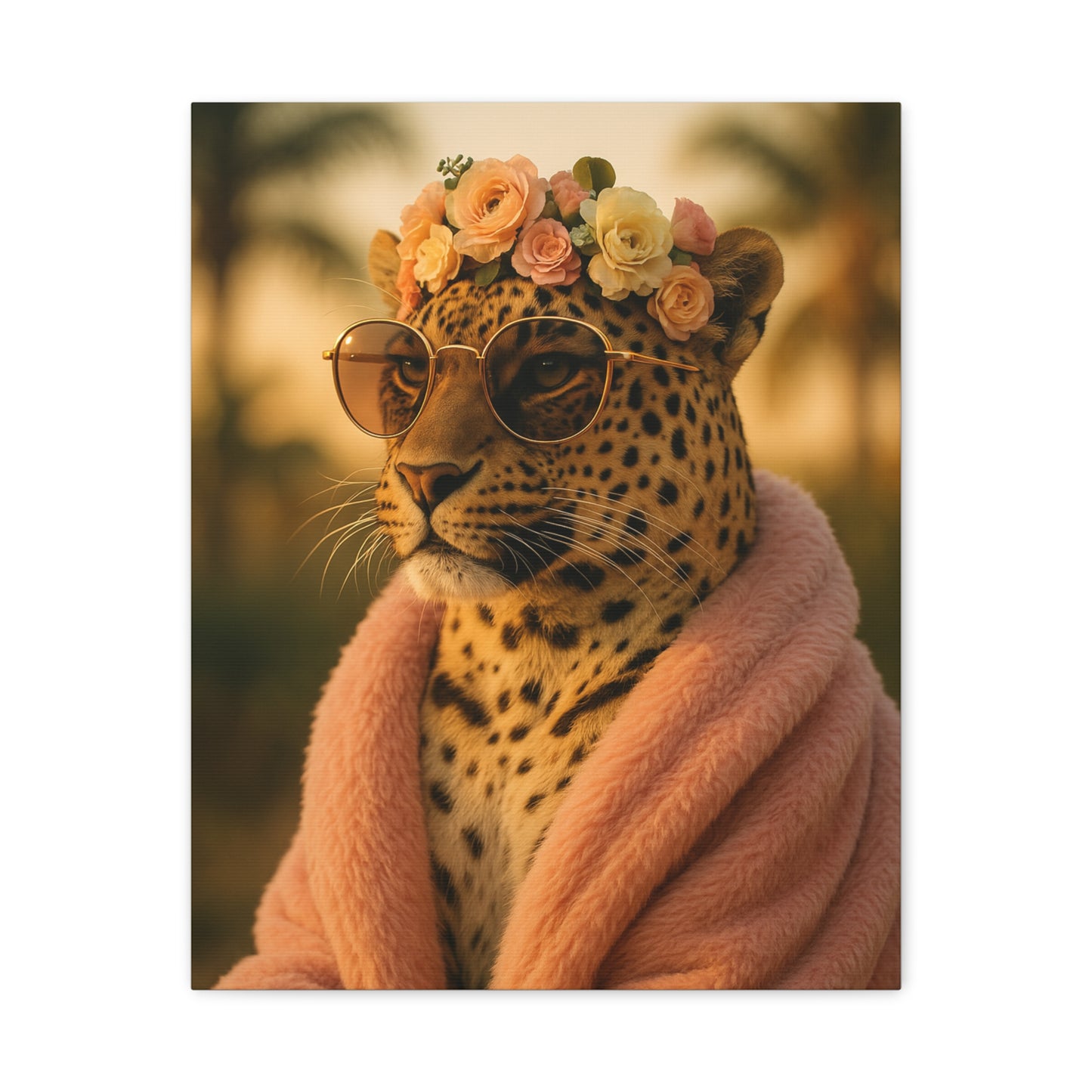 Canvas Print, Leopard Artwork, Whimsical Wall Decor, Home Decor Gift, Animal Lover Gift, Floral Leopard Painting, 1 25 inch Canvas Print