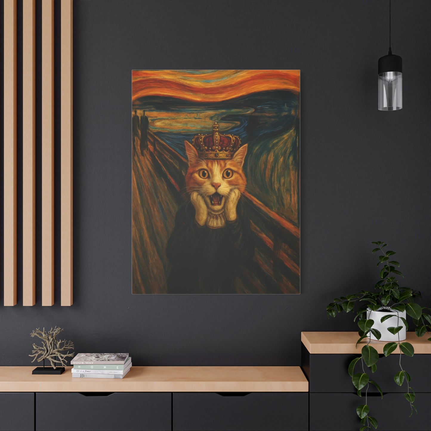 Cat Art of The Scream, Colorful Funny Cat Lovers, Wall Art, Home Decor, Cat Owners Gift, Cat Lover Gift