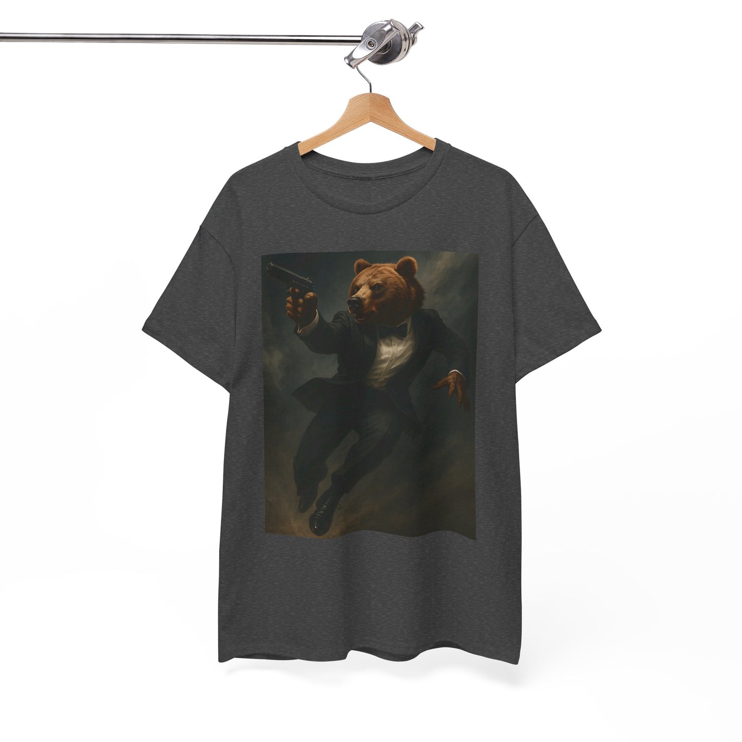 Spy Bear Graphic Tee, Unisex Heavy Cotton Shirt, Cool Casual Wear, Unique Gift for Animal Lovers, Perfect for Parties
