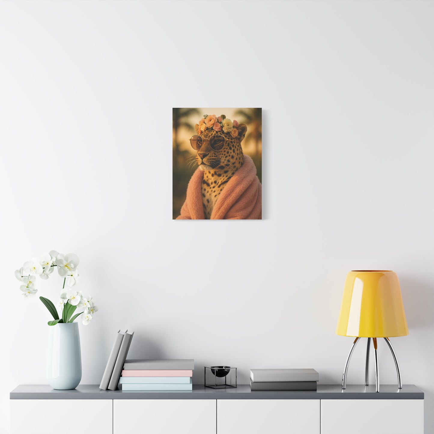 Canvas Print, Leopard Artwork, Whimsical Wall Decor, Home Decor Gift, Animal Lover Gift, Floral Leopard Painting, 1 25 inch Canvas Print