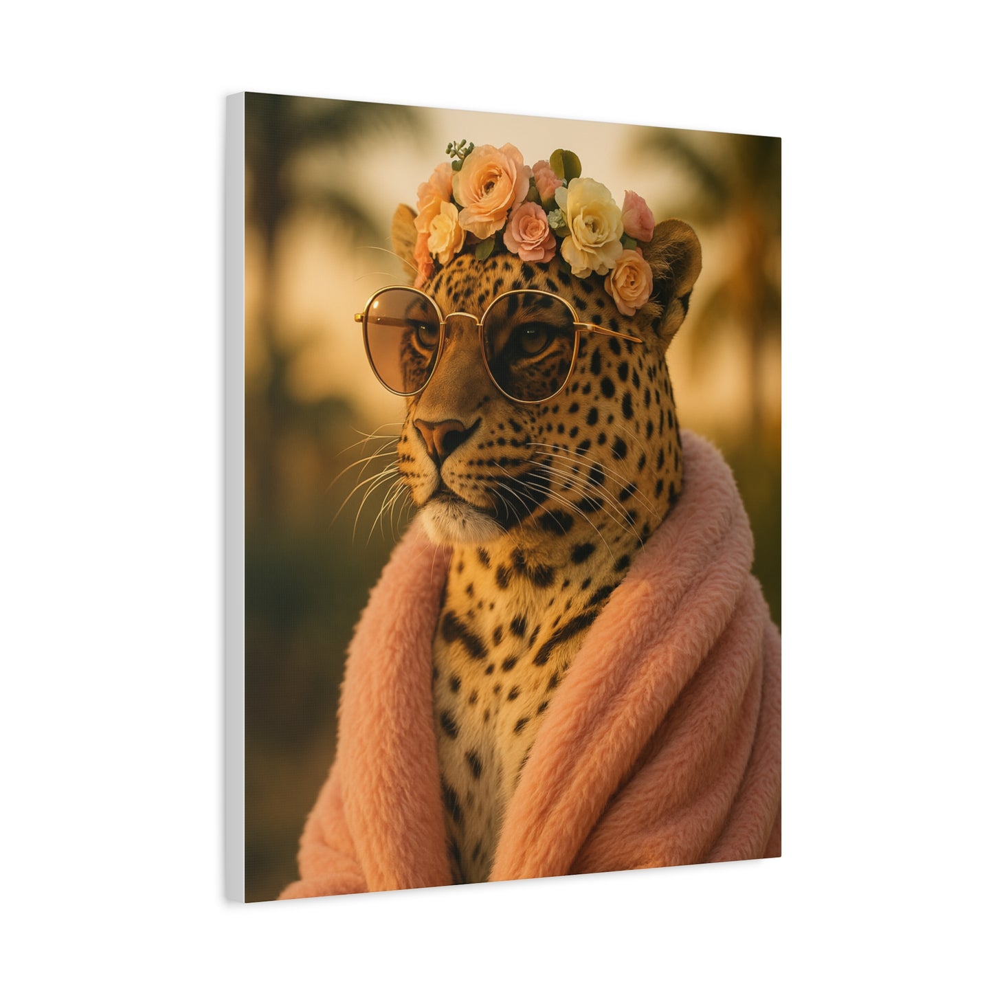 Canvas Print, Leopard Artwork, Whimsical Wall Decor, Home Decor Gift, Animal Lover Gift, Floral Leopard Painting, 1 25 inch Canvas Print