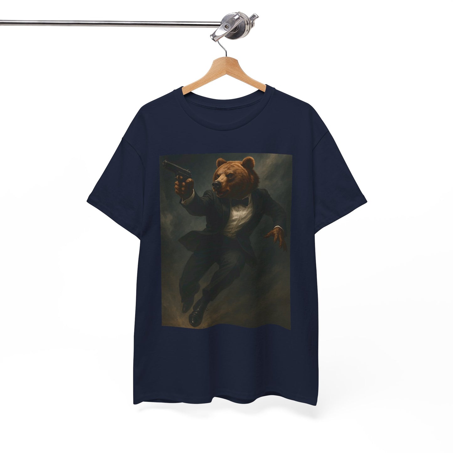 Spy Bear Graphic Tee, Unisex Heavy Cotton Shirt, Cool Casual Wear, Unique Gift for Animal Lovers, Perfect for Parties