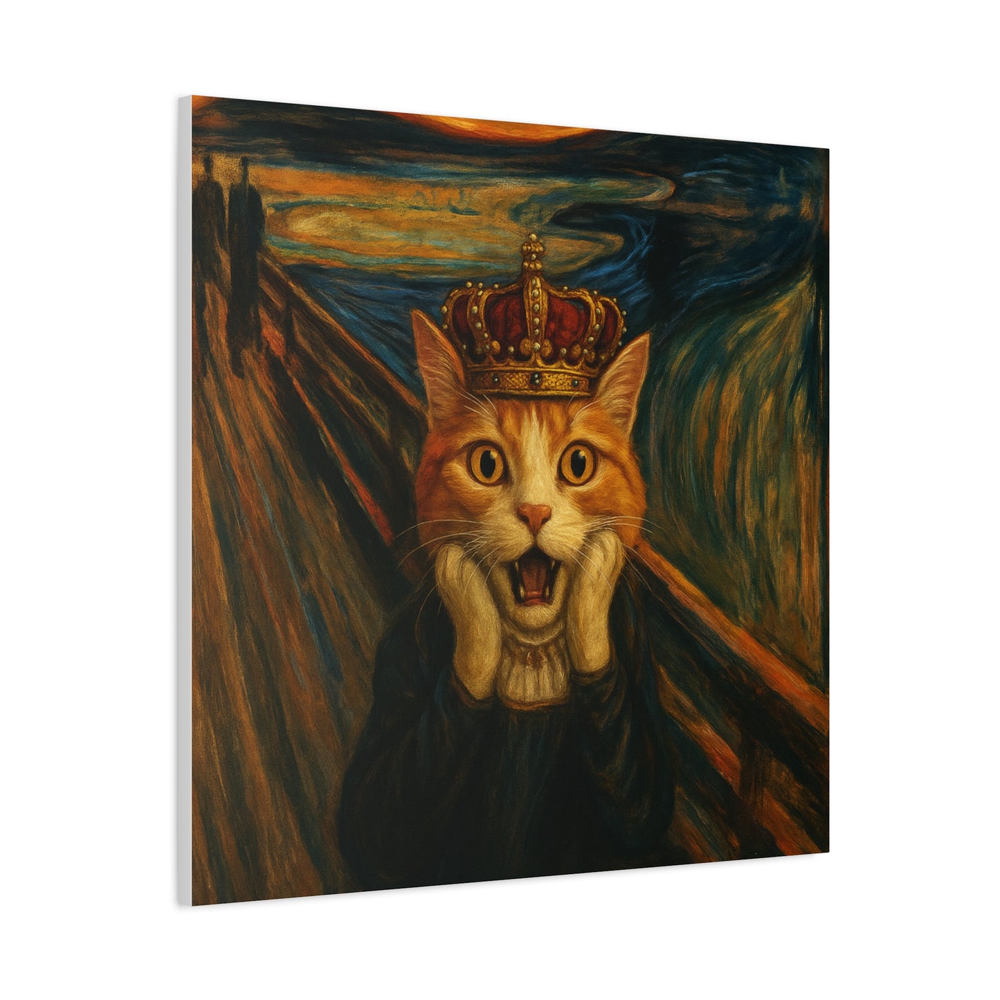 Cat Art of The Scream, Colorful Funny Cat Lovers, Wall Art, Home Decor, Cat Owners Gift, Cat Lover Gift