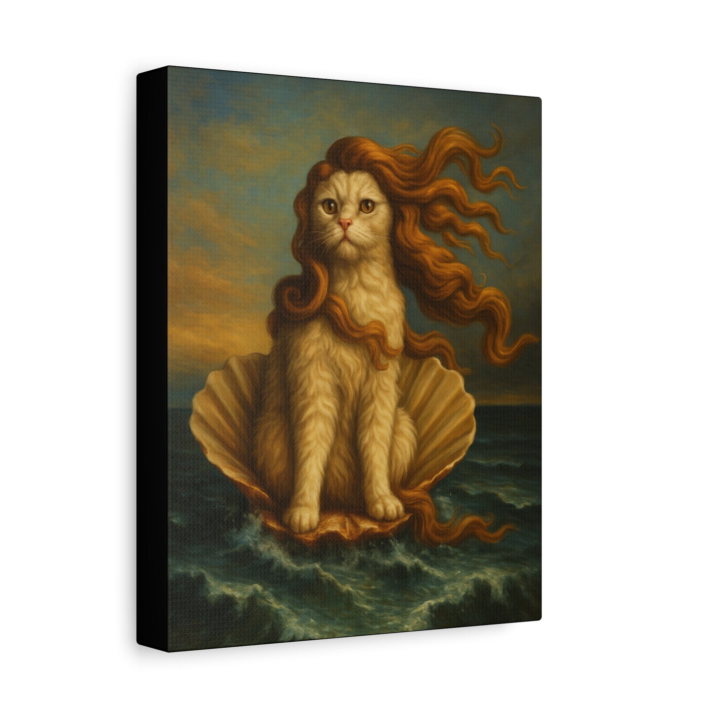Venus Whimsical Cat Print, Feline Decor, Pet Lover Gift - Stretched Matte Canvas 1 25", Home Decor, Cat Wall Decor