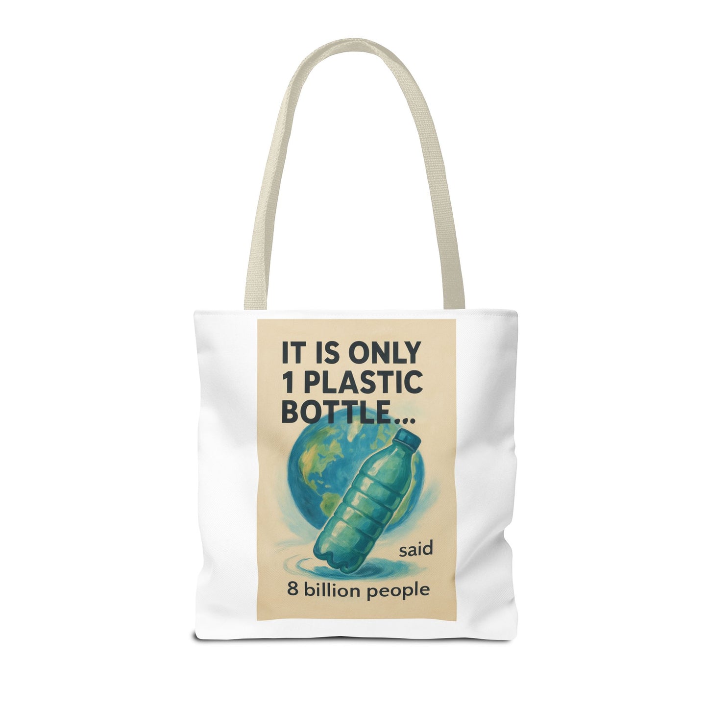 Eco-Friendly Tote Bag, Recycling Message, Save Earth, Plastic Bottle, Reusable Bag, Environmental Awareness, Sustainable Shopping