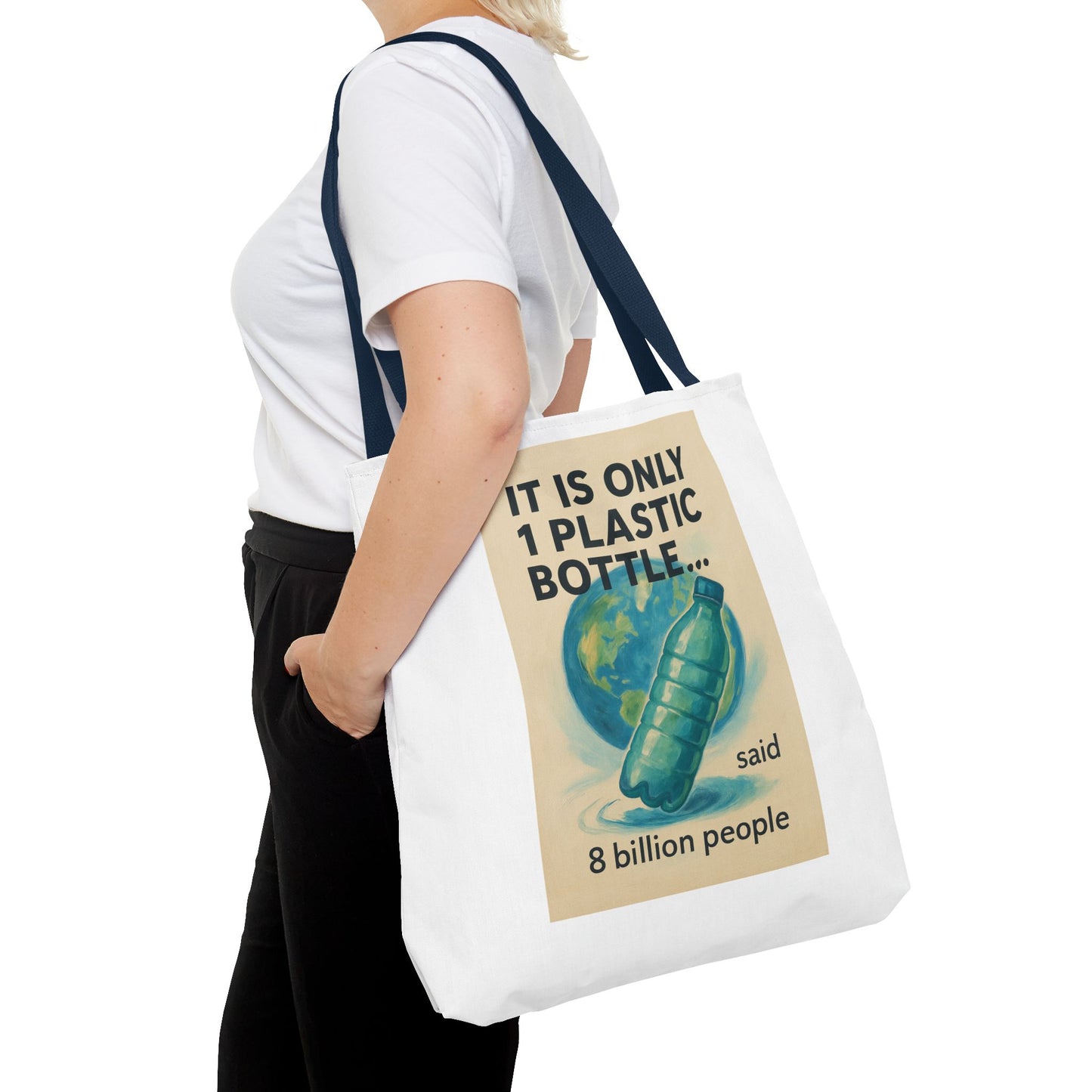 Eco-Friendly Tote Bag, Recycling Message, Save Earth, Plastic Bottle, Reusable Bag, Environmental Awareness, Sustainable Shopping