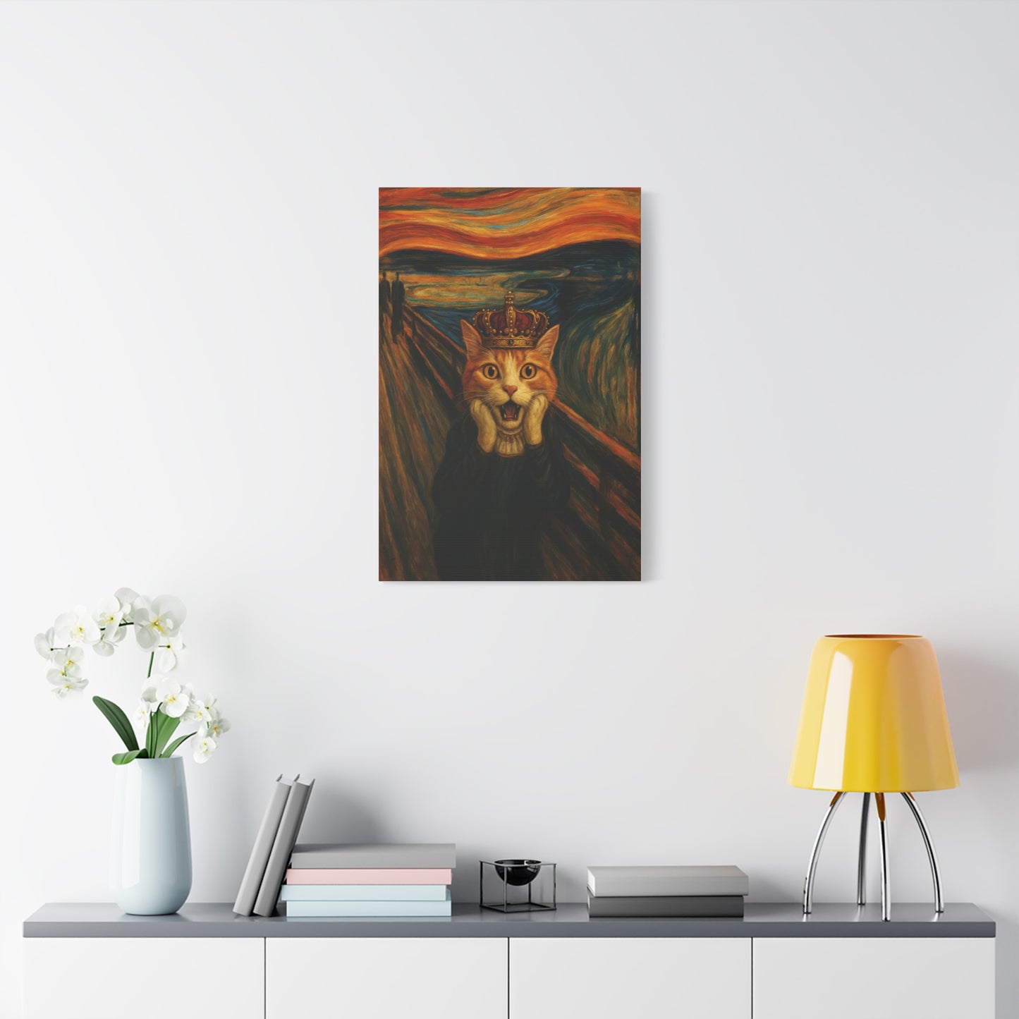 Cat Art of The Scream, Colorful Funny Cat Lovers, Wall Art, Home Decor, Cat Owners Gift, Cat Lover Gift