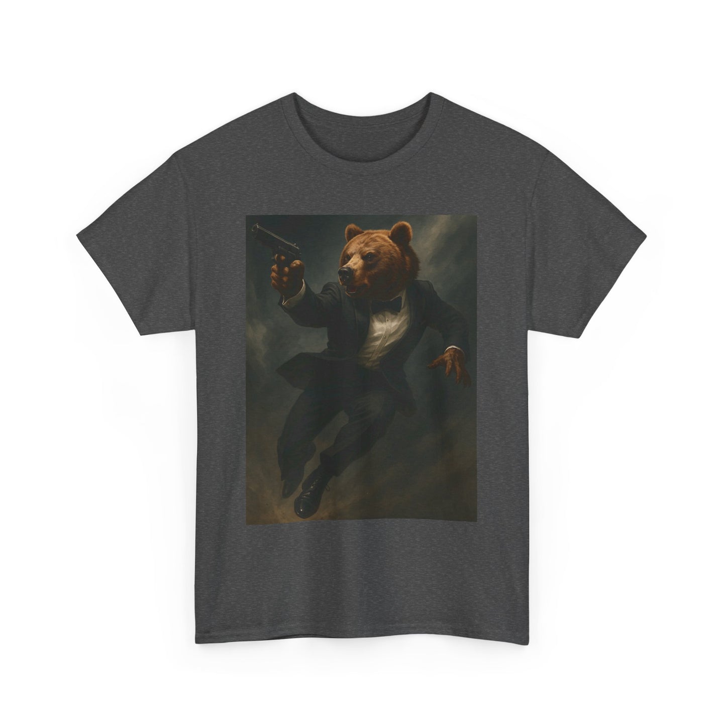 Spy Bear Graphic Tee, Unisex Heavy Cotton Shirt, Cool Casual Wear, Unique Gift for Animal Lovers, Perfect for Parties