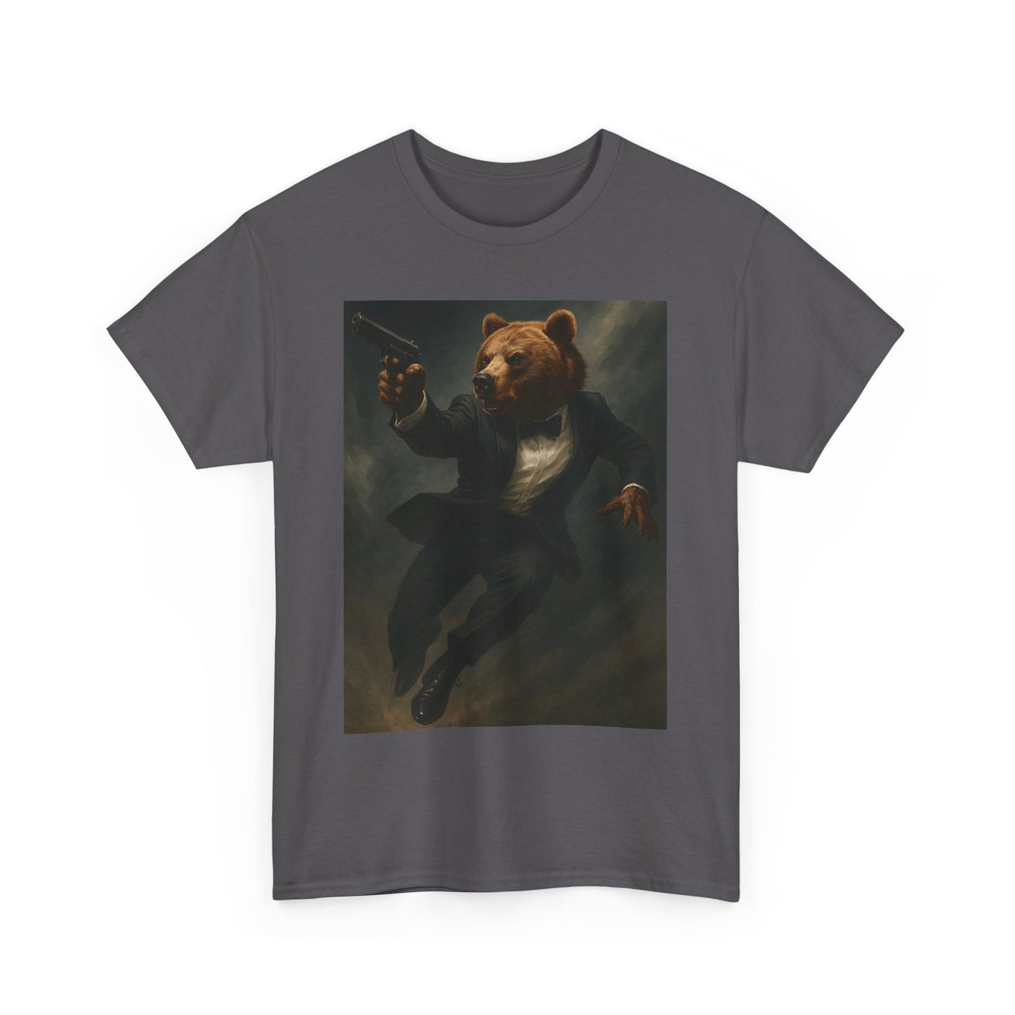 Spy Bear Graphic Tee, Unisex Heavy Cotton Shirt, Cool Casual Wear, Unique Gift for Animal Lovers, Perfect for Parties