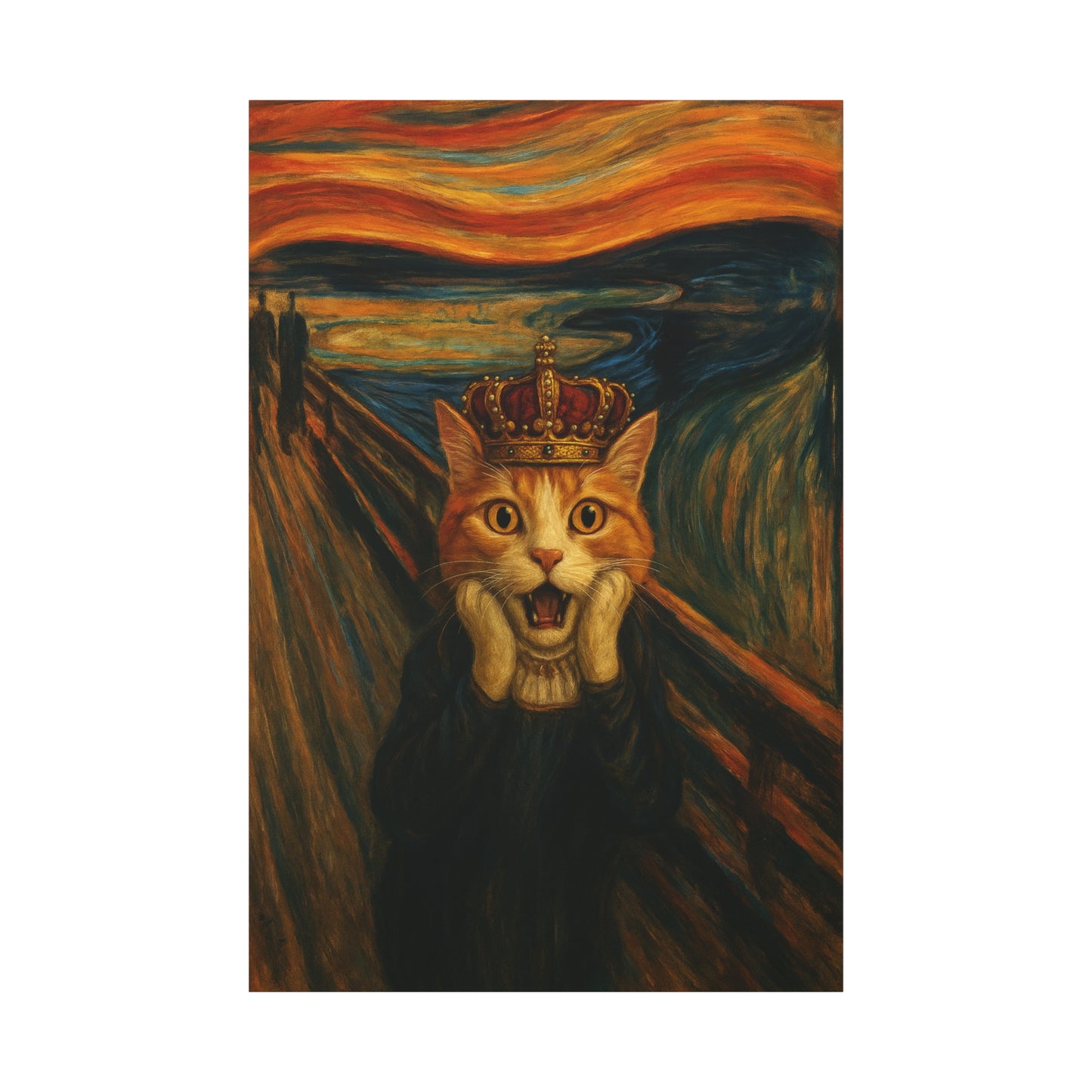 Cat Art of The Scream, Colorful Funny Cat Lovers, Wall Art, Home Decor, Cat Owners Gift, Cat Lover Gift