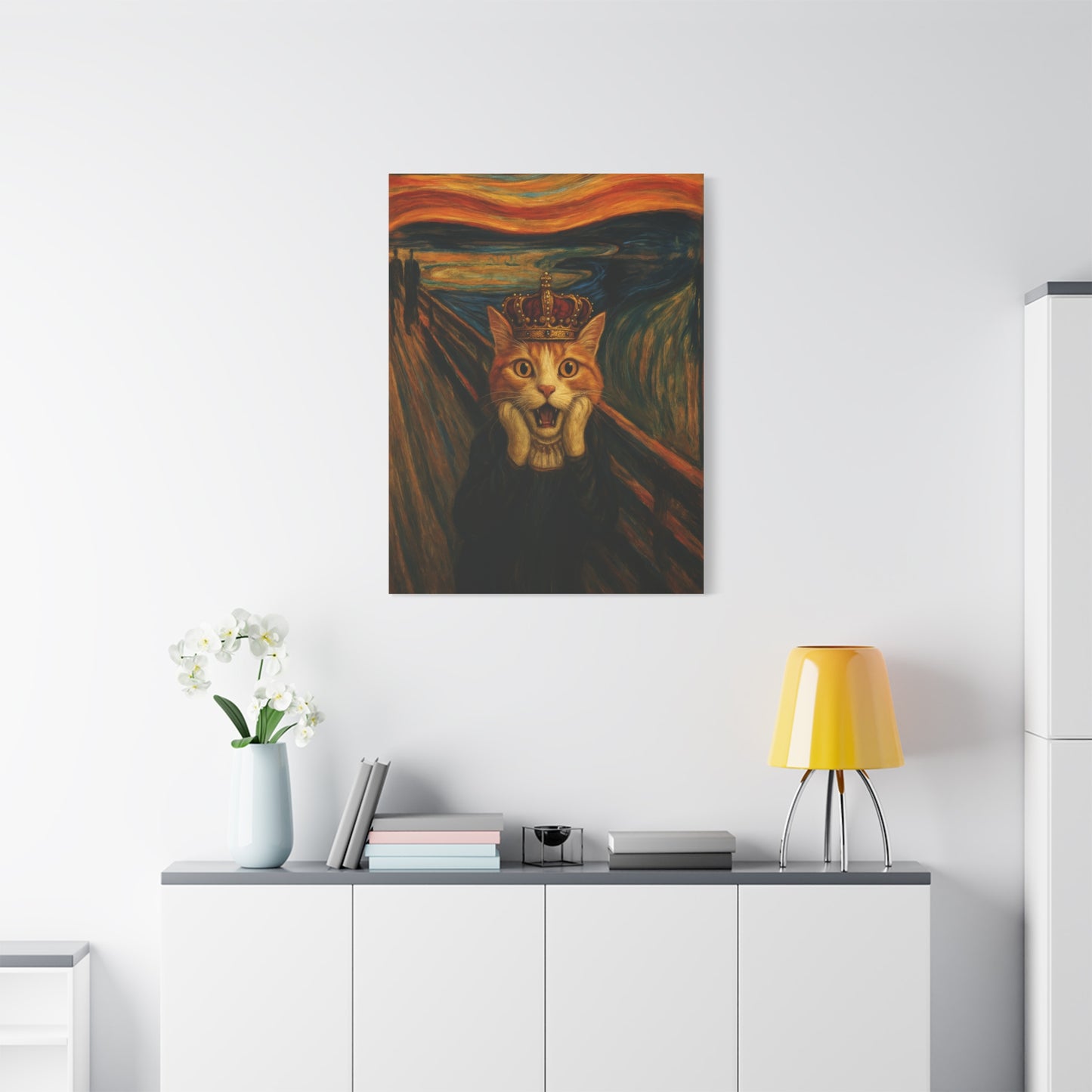 Cat Art of The Scream, Colorful Funny Cat Lovers, Wall Art, Home Decor, Cat Owners Gift, Cat Lover Gift