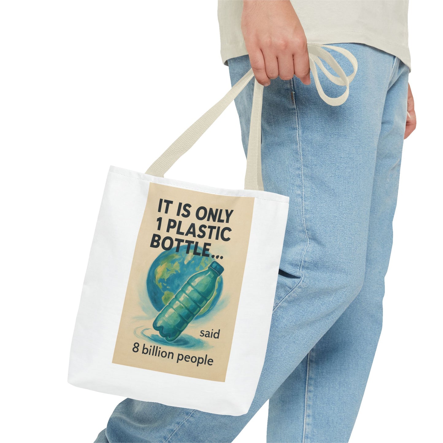 Eco-Friendly Tote Bag, Recycling Message, Save Earth, Plastic Bottle, Reusable Bag, Environmental Awareness, Sustainable Shopping