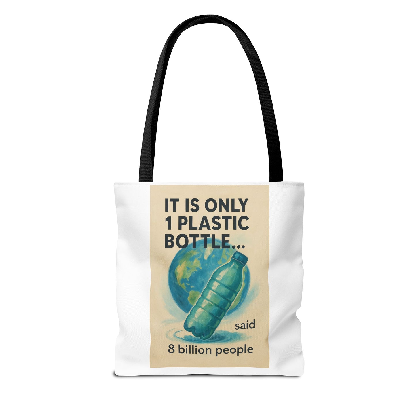Eco-Friendly Tote Bag, Recycling Message, Save Earth, Plastic Bottle, Reusable Bag, Environmental Awareness, Sustainable Shopping