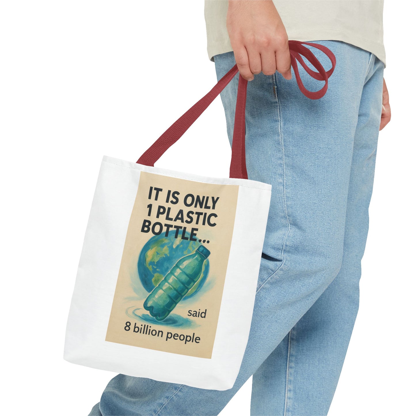 Eco-Friendly Tote Bag, Recycling Message, Save Earth, Plastic Bottle, Reusable Bag, Environmental Awareness, Sustainable Shopping