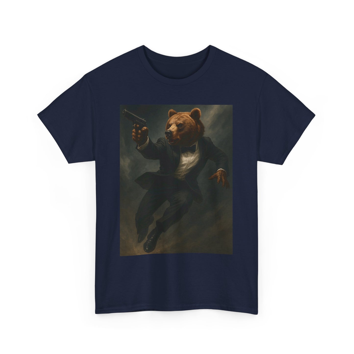 Spy Bear Graphic Tee, Unisex Heavy Cotton Shirt, Cool Casual Wear, Unique Gift for Animal Lovers, Perfect for Parties