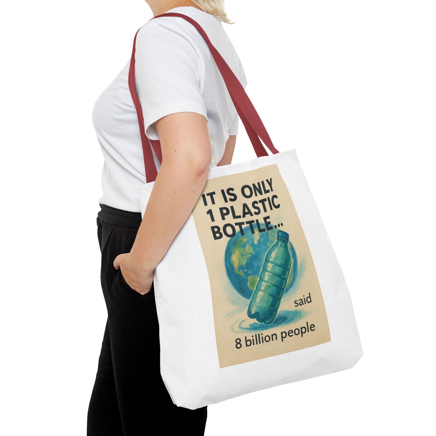 Eco-Friendly Tote Bag, Recycling Message, Save Earth, Plastic Bottle, Reusable Bag, Environmental Awareness, Sustainable Shopping