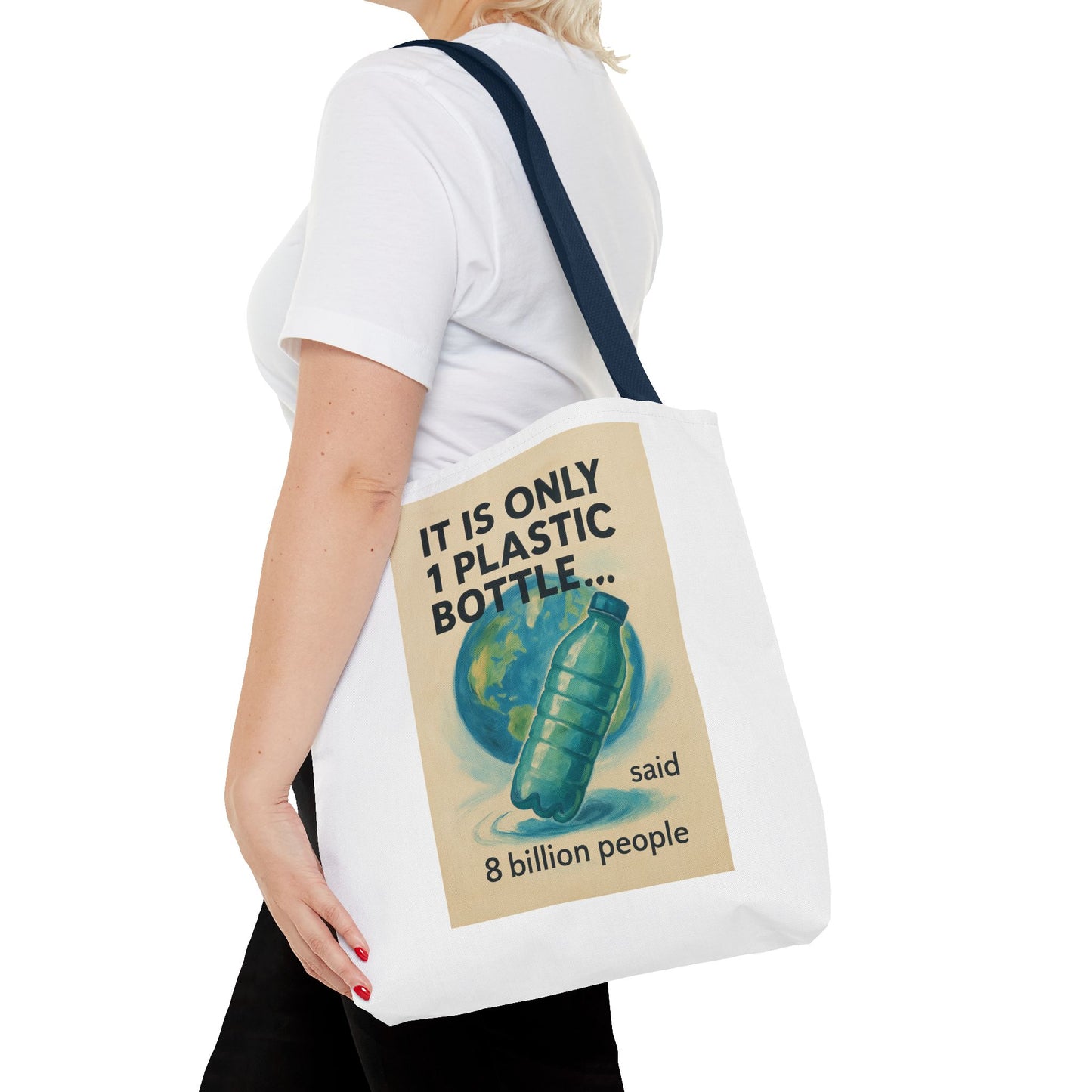 Eco-Friendly Tote Bag, Recycling Message, Save Earth, Plastic Bottle, Reusable Bag, Environmental Awareness, Sustainable Shopping