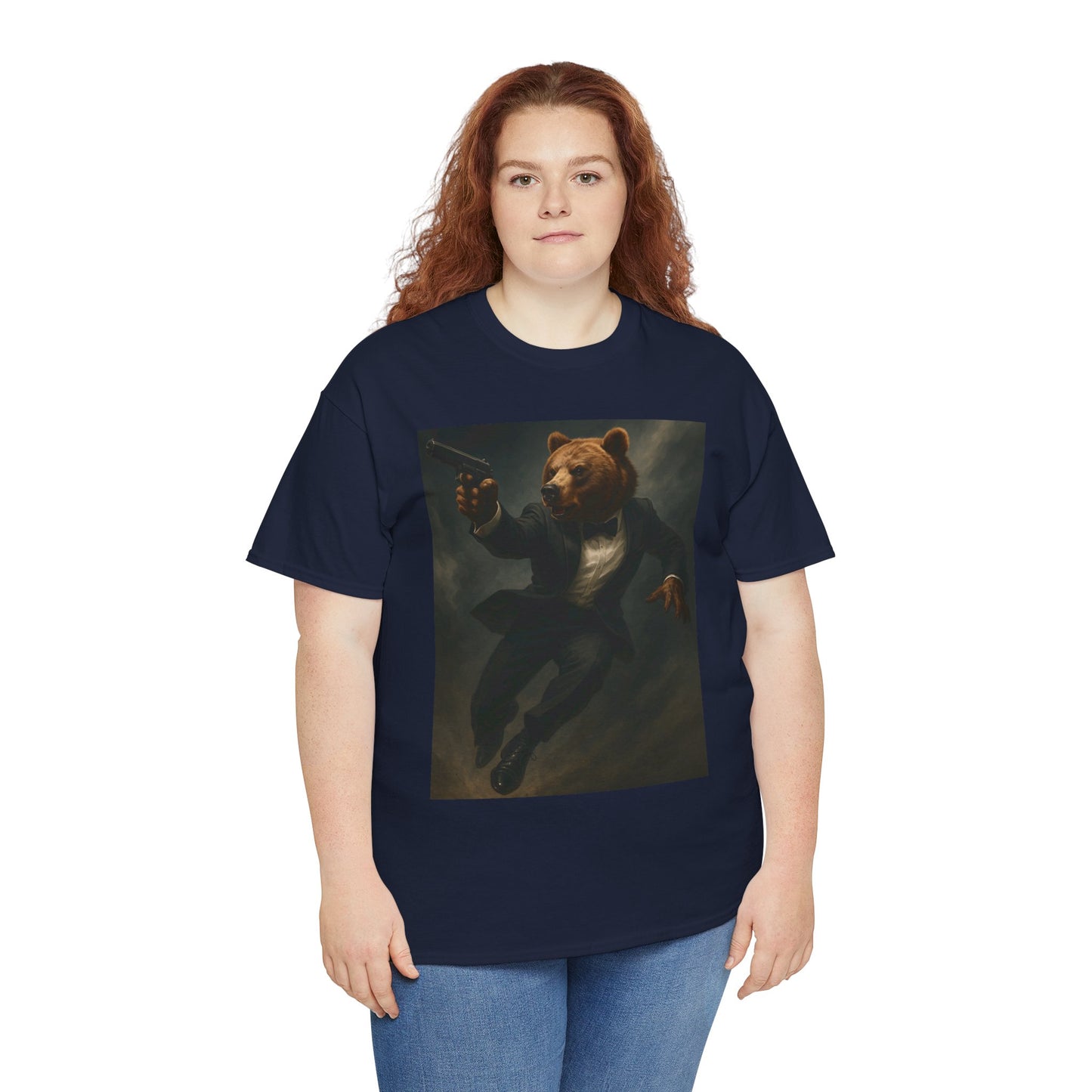 Spy Bear Graphic Tee, Unisex Heavy Cotton Shirt, Cool Casual Wear, Unique Gift for Animal Lovers, Perfect for Parties