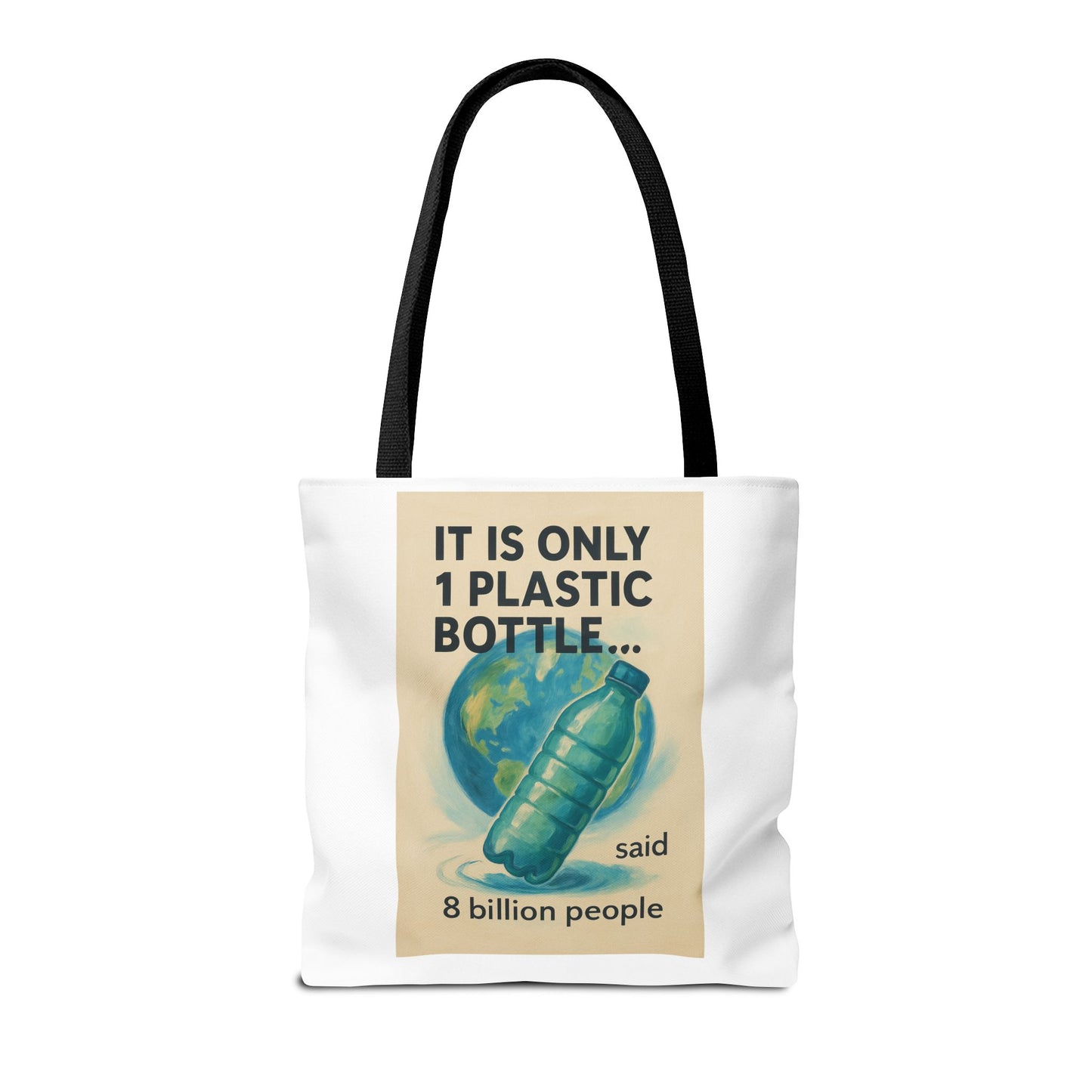 Eco-Friendly Tote Bag, Recycling Message, Save Earth, Plastic Bottle, Reusable Bag, Environmental Awareness, Sustainable Shopping