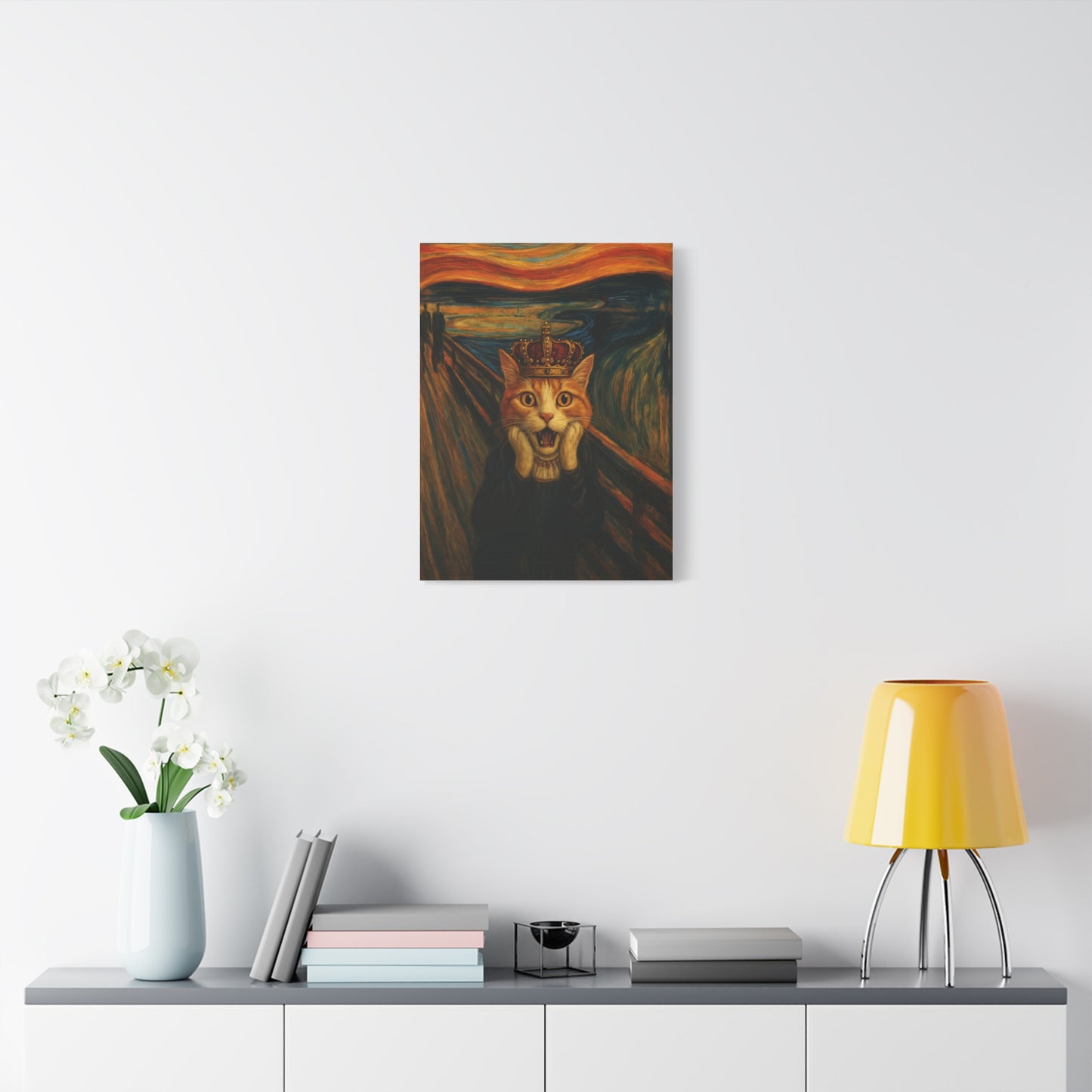 Cat Art of The Scream, Colorful Funny Cat Lovers, Wall Art, Home Decor, Cat Owners Gift, Cat Lover Gift