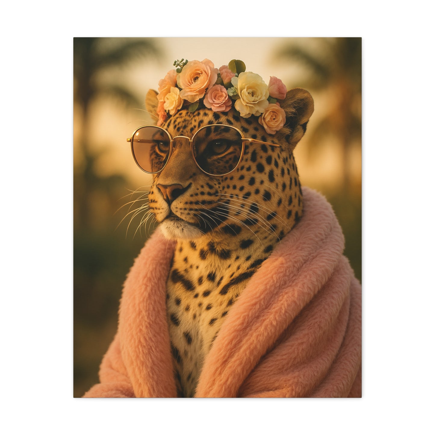 Canvas Print, Leopard Artwork, Whimsical Wall Decor, Home Decor Gift, Animal Lover Gift, Floral Leopard Painting, 1 25 inch Canvas Print